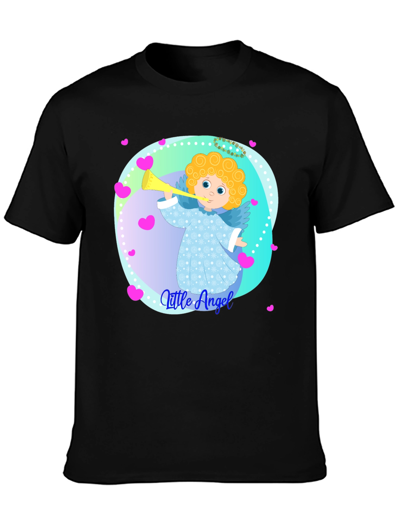 Black Little Angel Graphic Tee - Soft Cotton Comfort view 3