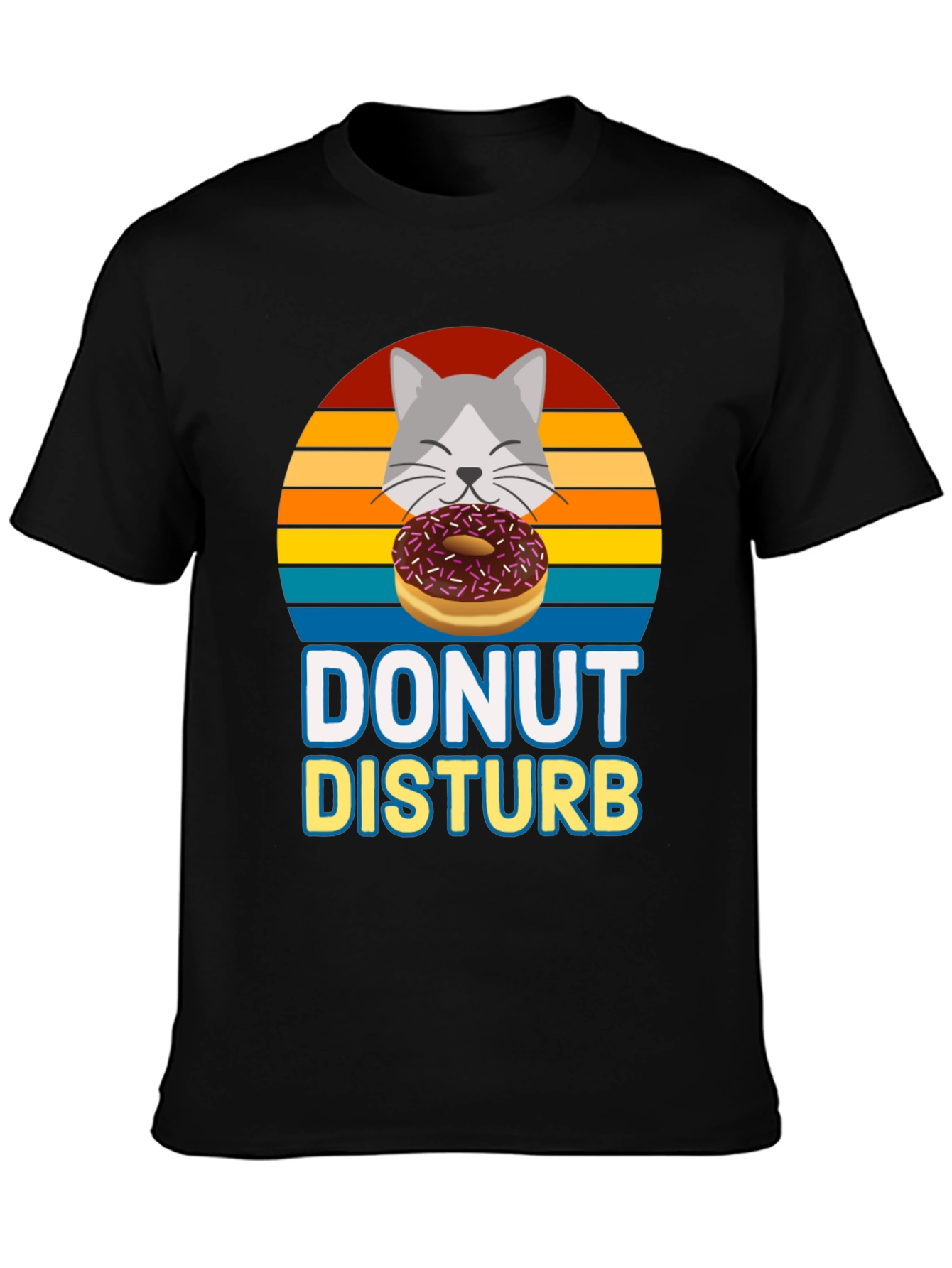 Black Donut Disturb Cat T-Shirt view 3