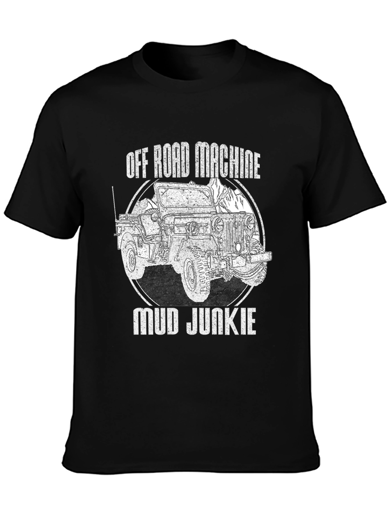 Black Off Road Machine Mud Junkie Black T-Shirt view 3