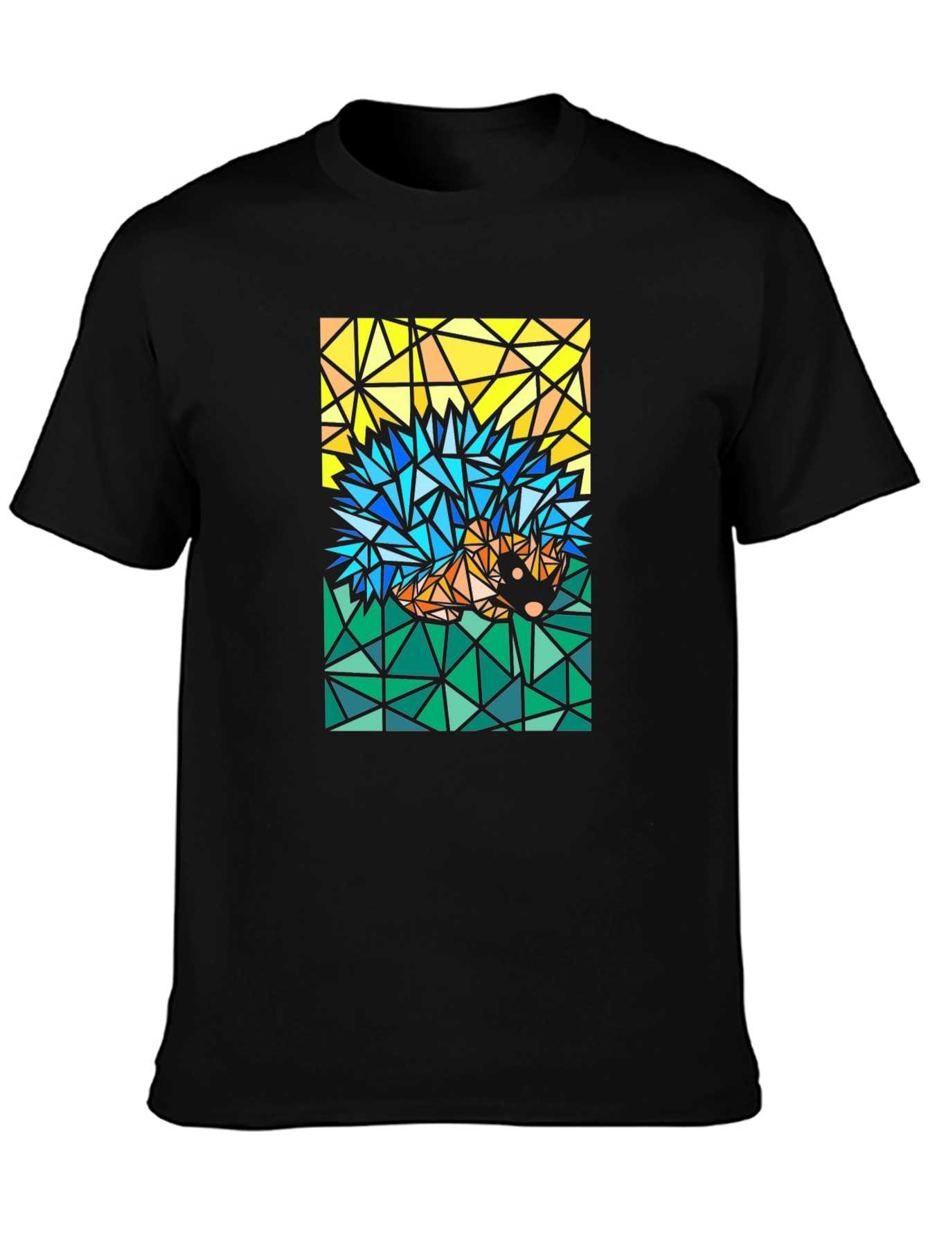 Black Abstract Hedgehog T-Shirt - Geometric Style view 3