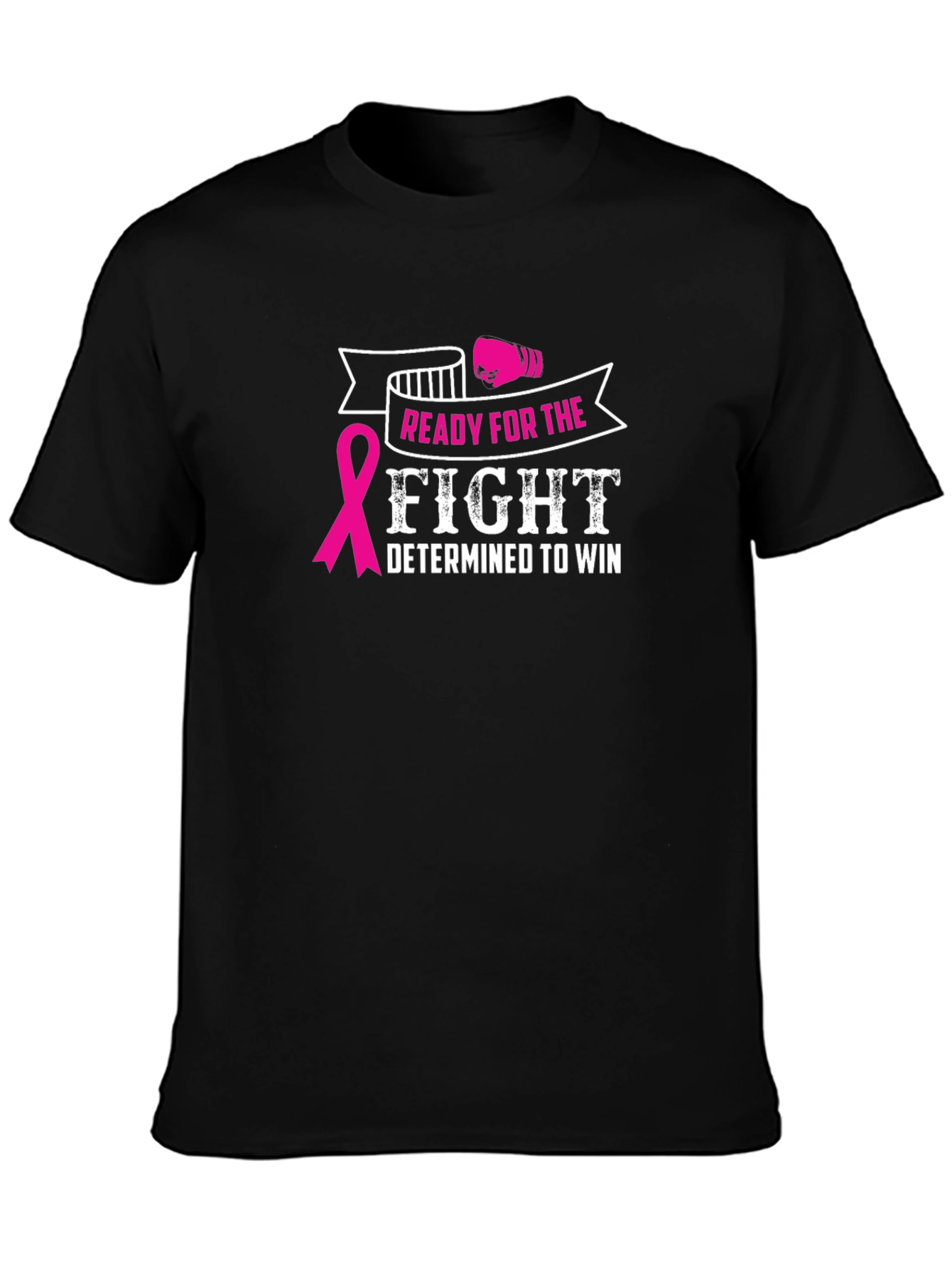 Black Ready for the Fight Breast Cancer Awareness T-Shirt view 3