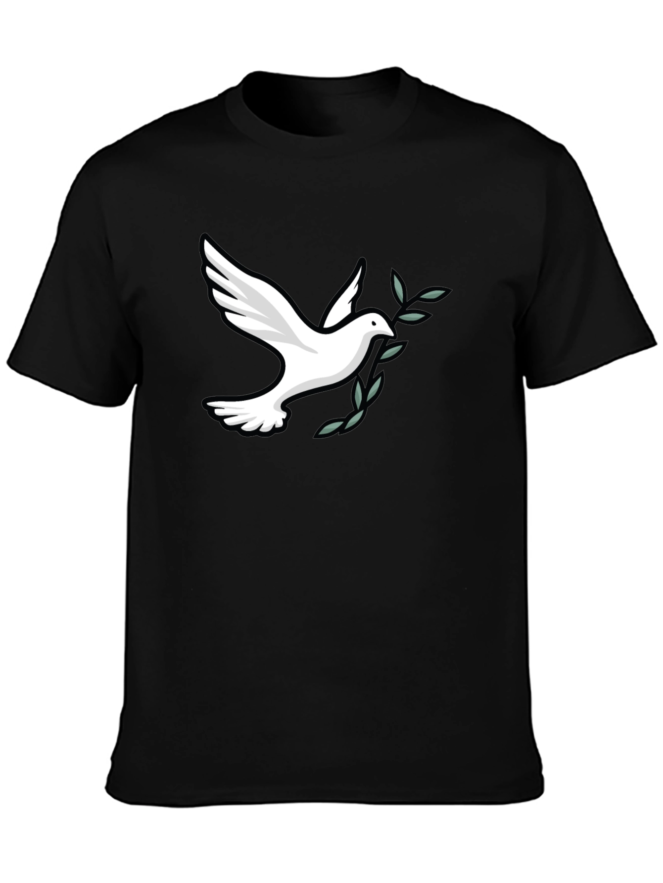 Black Peace Dove Graphic Tee - Soft Black Cotton Blend view 3