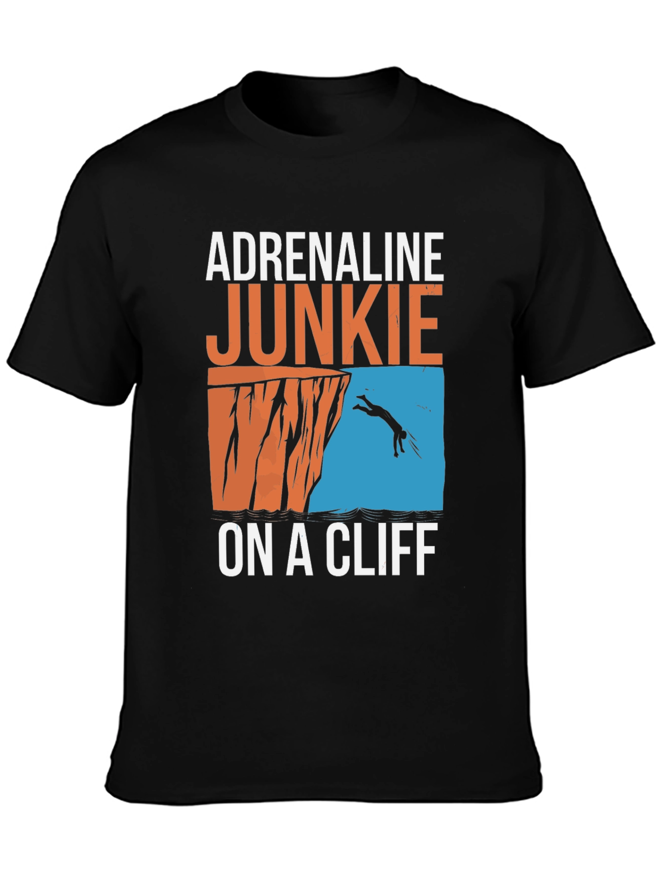 Black Adrenaline Junkie On A Cliff T-Shirt - Black view 3