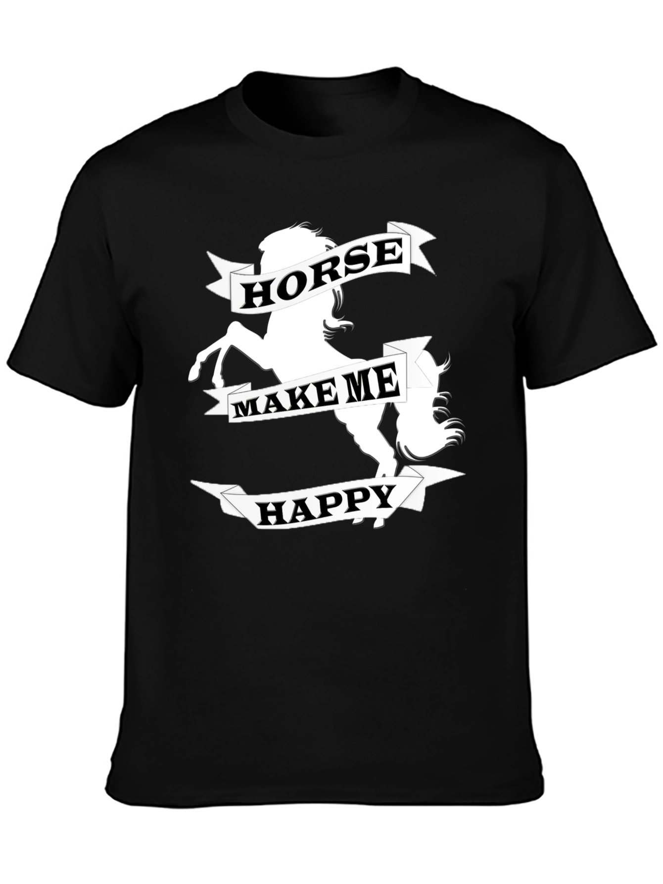 Black Horse Make Me Happy Graphic Tee - Black view 3