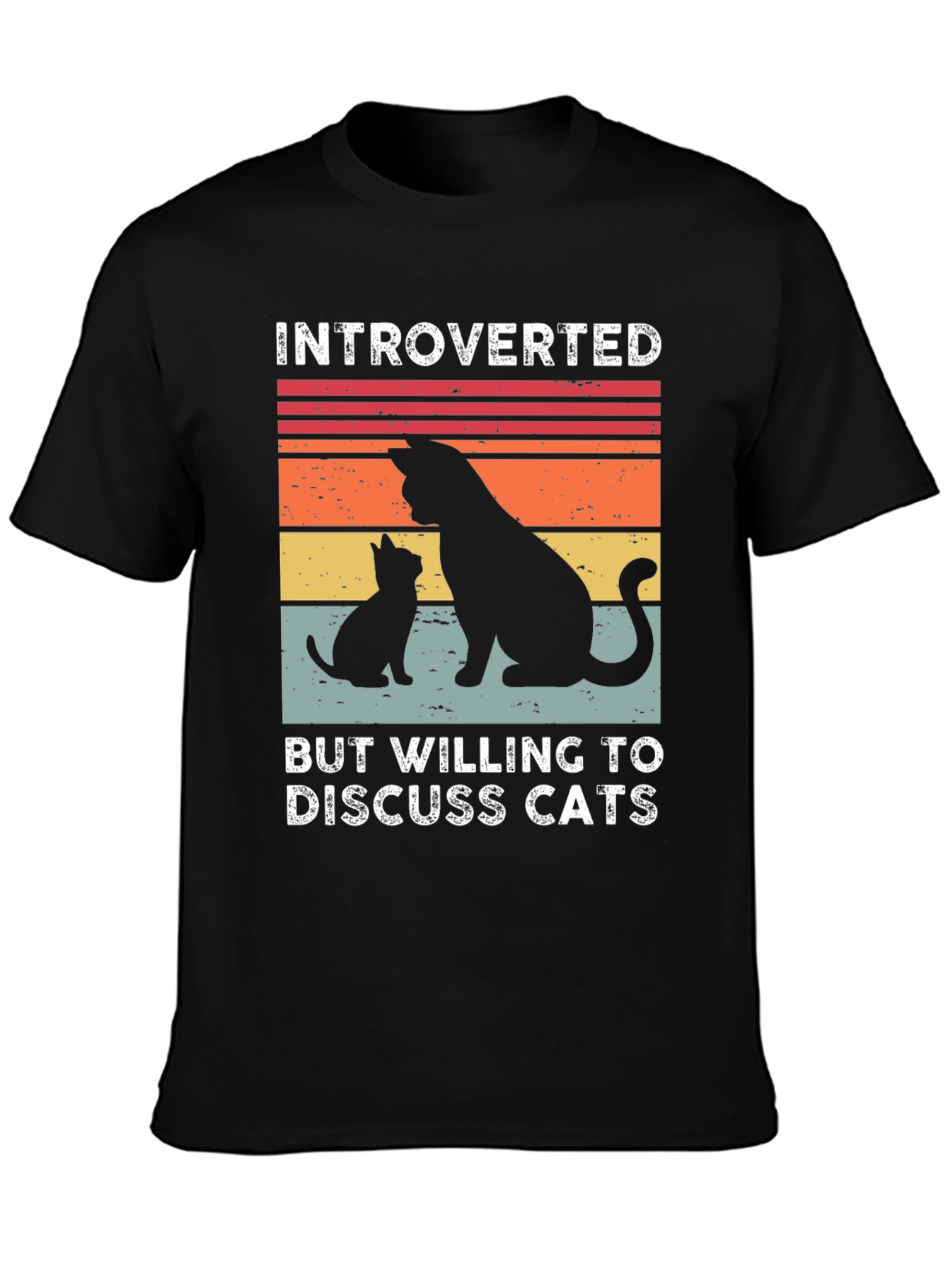 Black Introverted Cat Lover Tee - Discuss Cats! Unisex Shirt view 3
