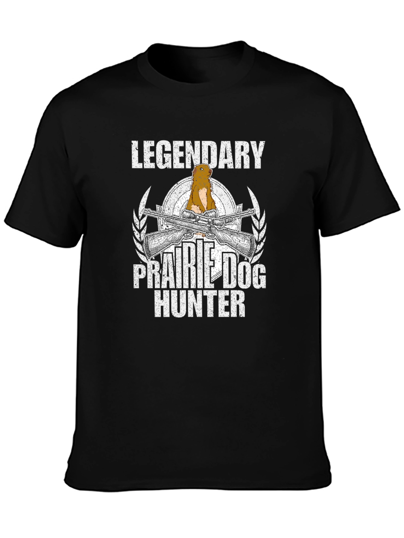 Black Legendary Prairie Dog Hunter Graphic T-Shirt view 3