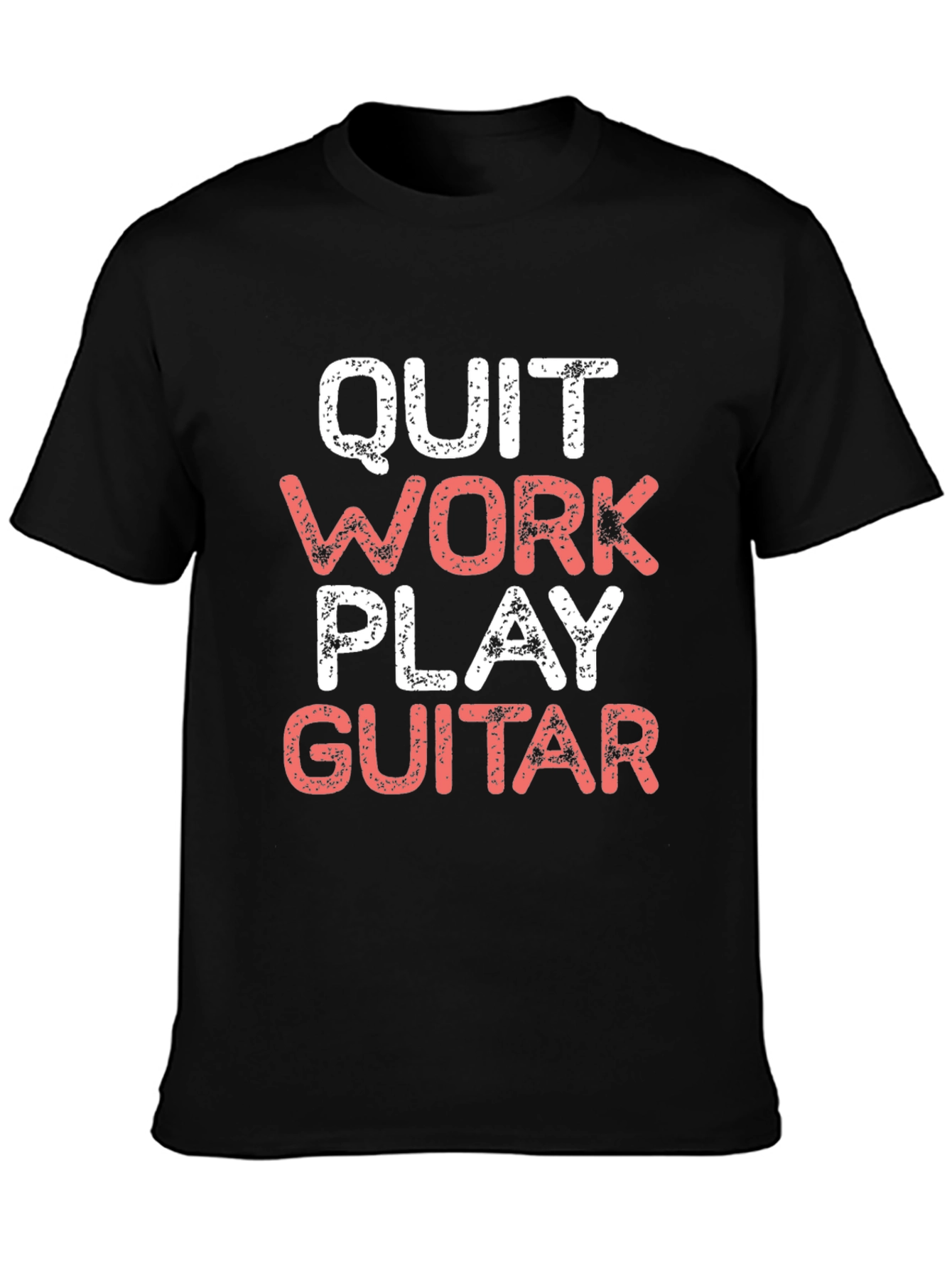 Black Quit Work Play Guitar Graphic Tee view 3