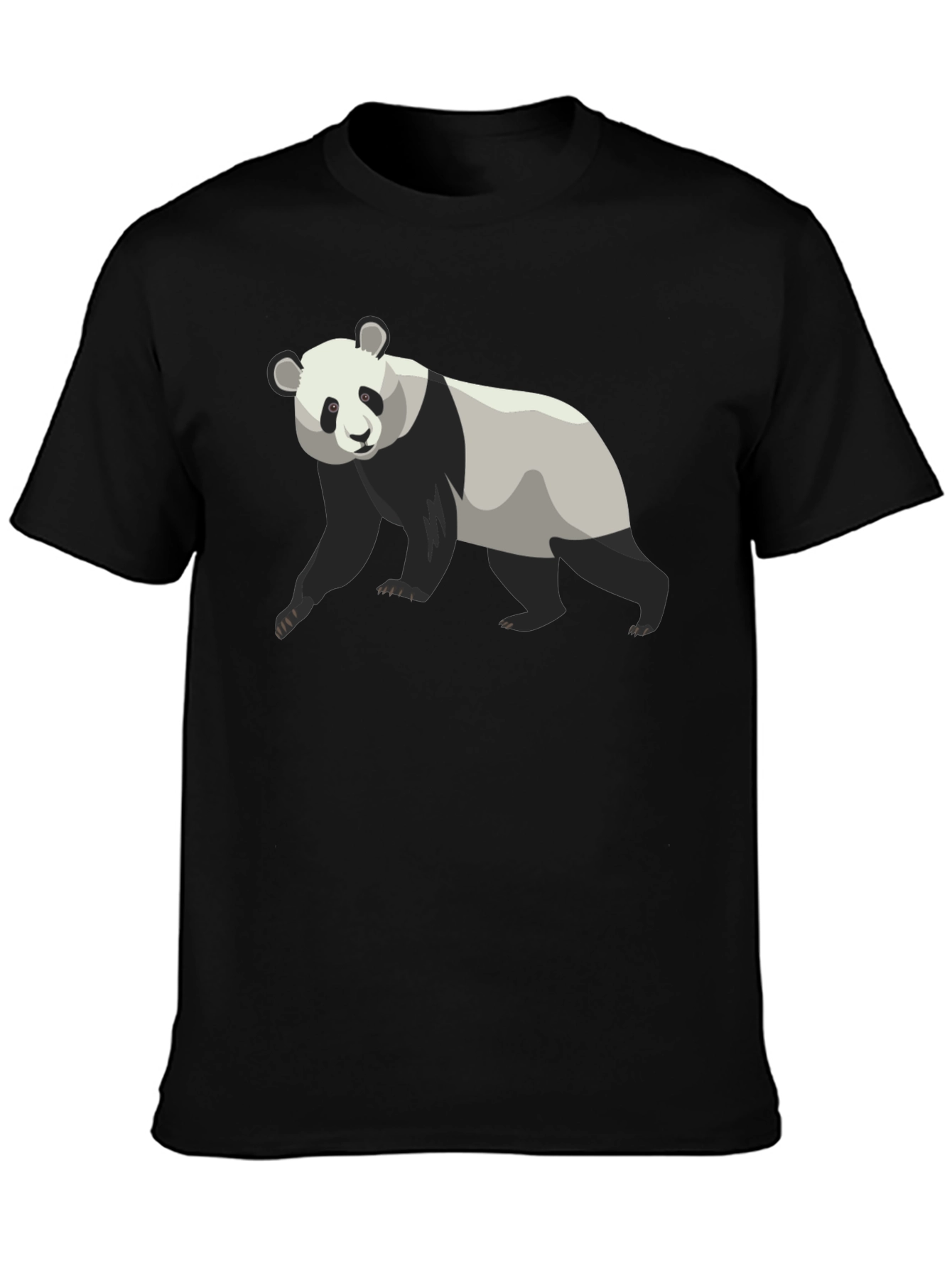 Black Panda Bear Graphic Tee - Black Cotton T-Shirt view 3