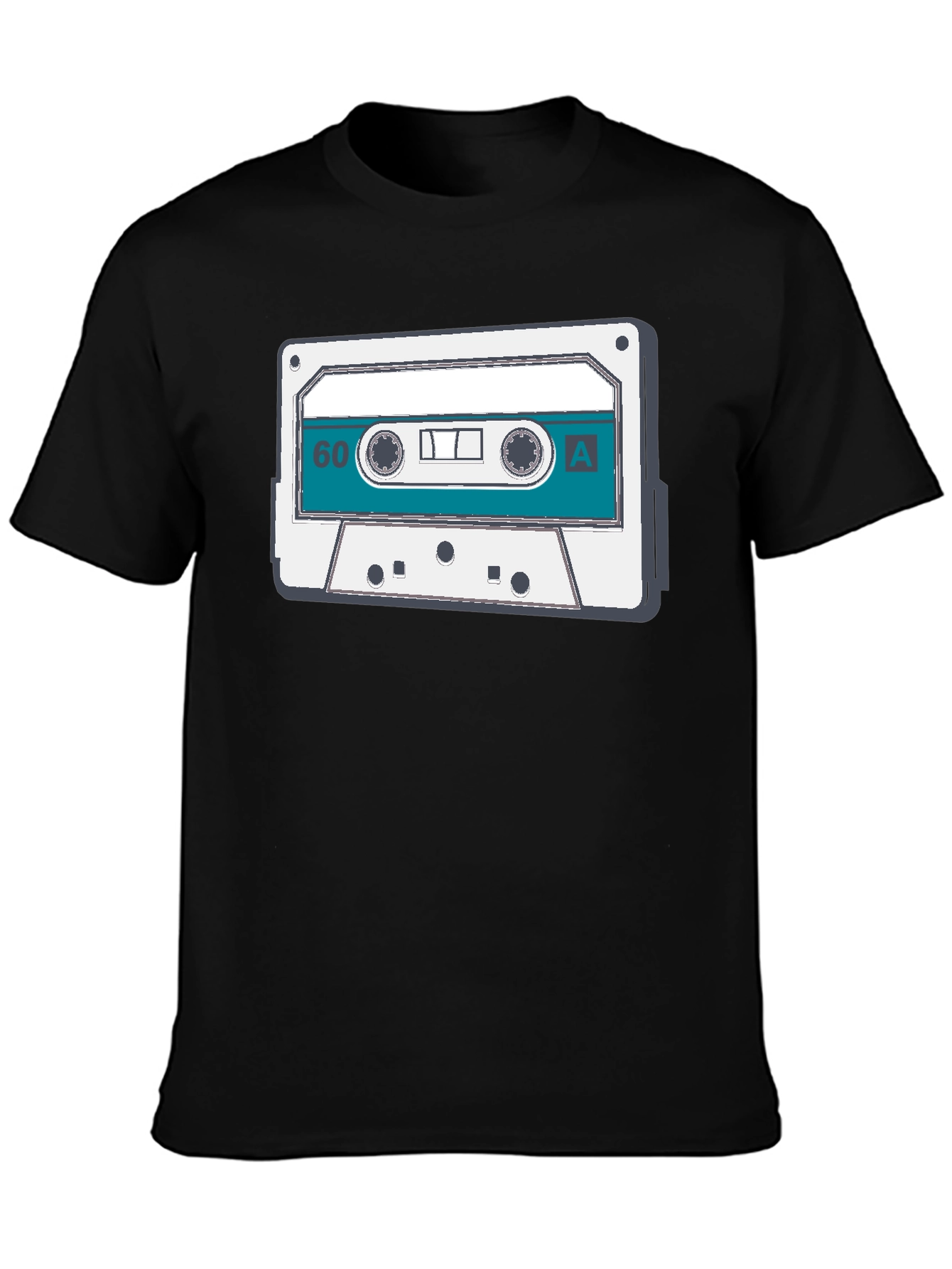 Black Retro Cassette Tape Graphic Tee - Vintage Music Lover Shirt view 3