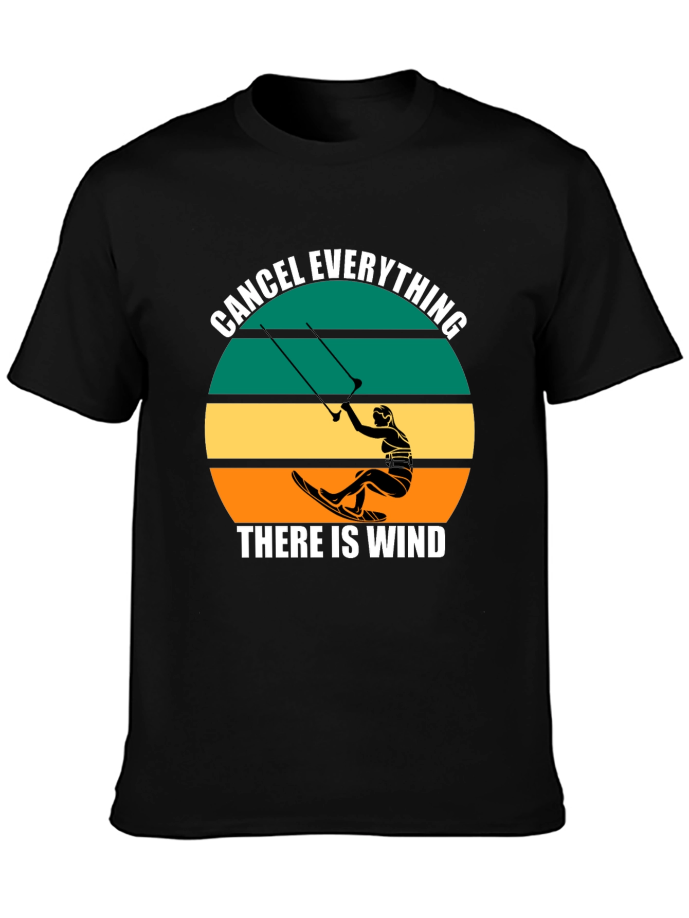 Black Cancel Everything Kitesurfing T-Shirt view 3