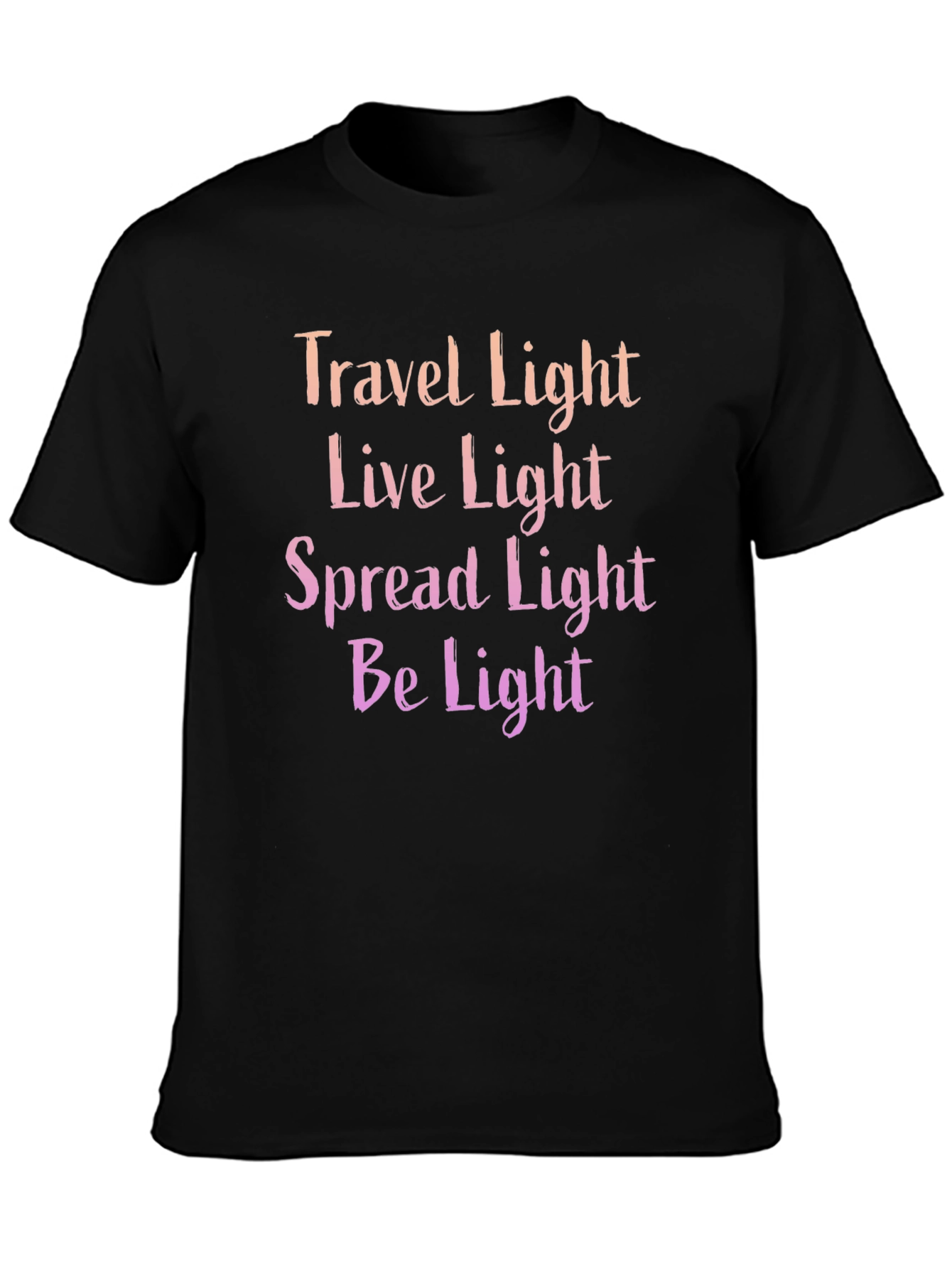 Black Travel Live Spread Be Light T-Shirt view 3