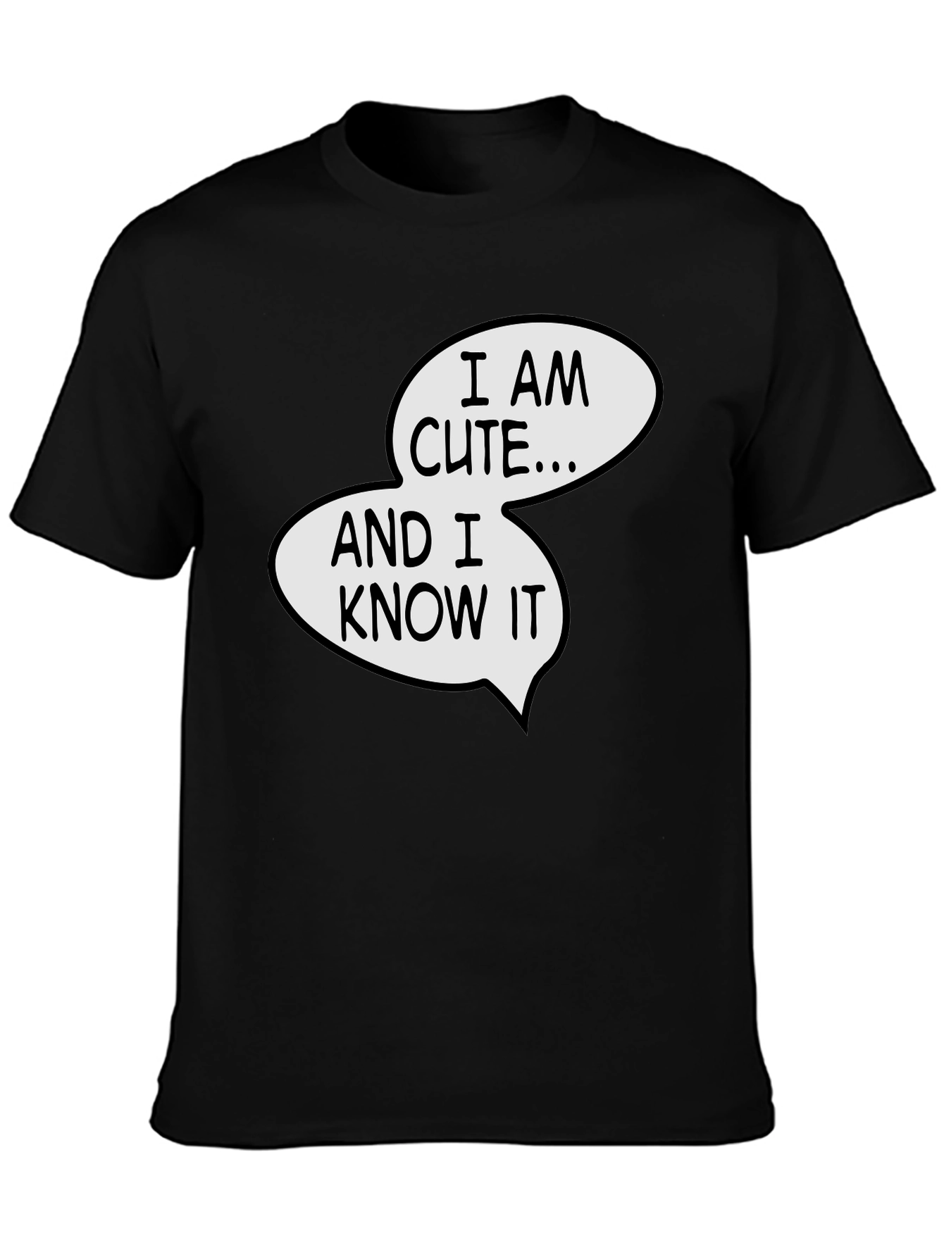 Black Cute & Confident Black Graphic Tee view 3