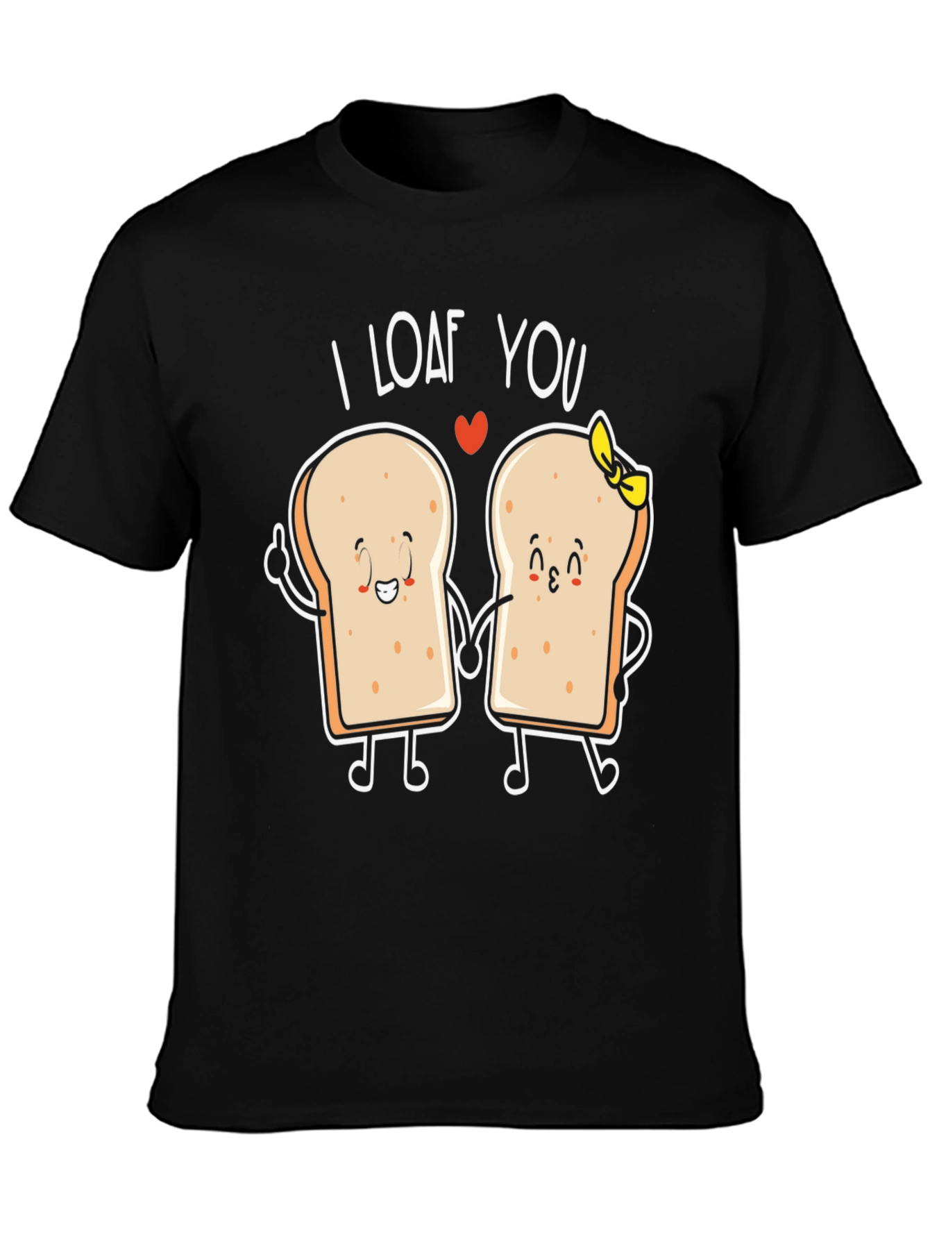 Black I Loaf You Graphic Tee - Bread Lovers Gift view 3