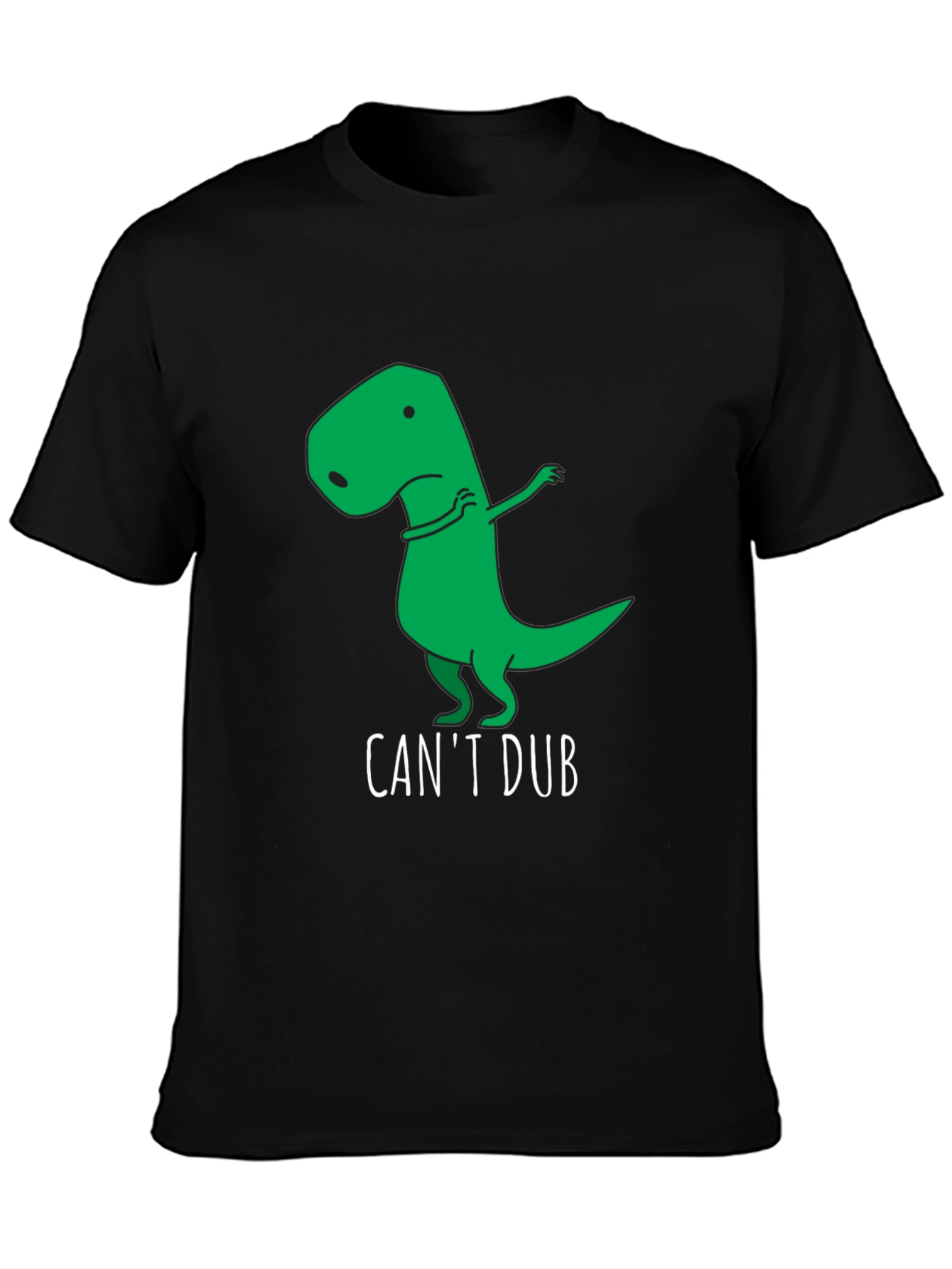 Black Funny "Can't Dub" Dinosaur T-Shirt view 3