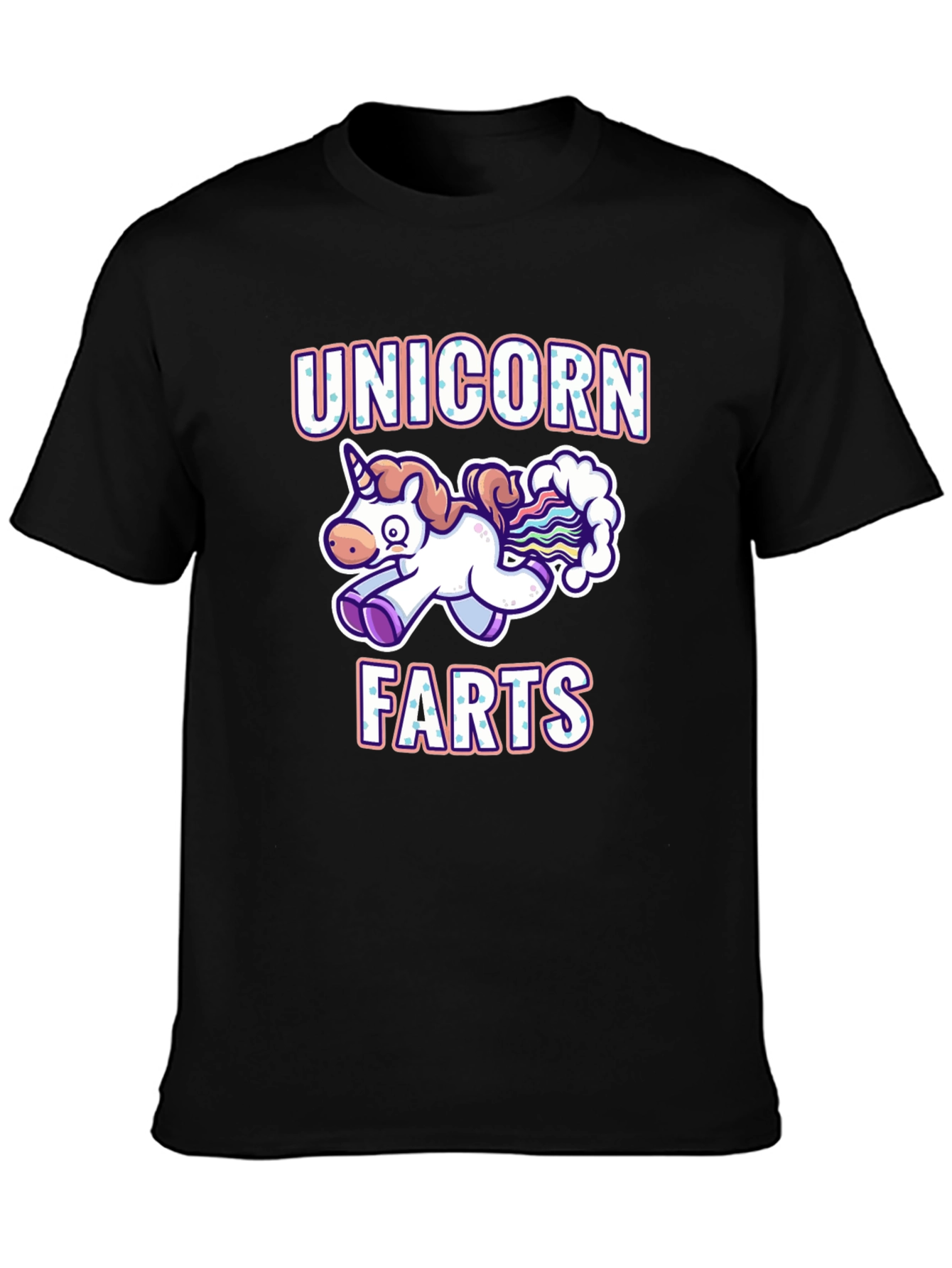 Black Unicorn Farts T-Shirt - Funny Cartoon Graphic Tee view 3