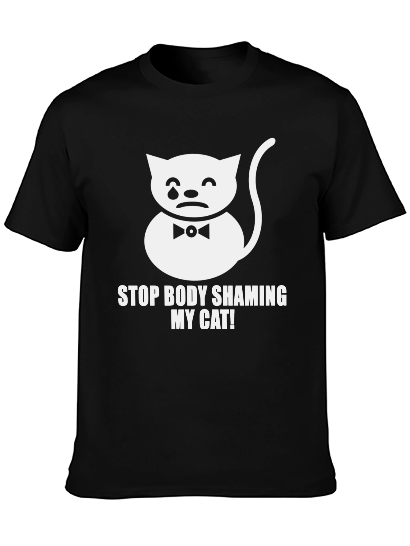 Black Stop Body Shaming My Cat T-Shirt - Funny Graphic Tee view 3