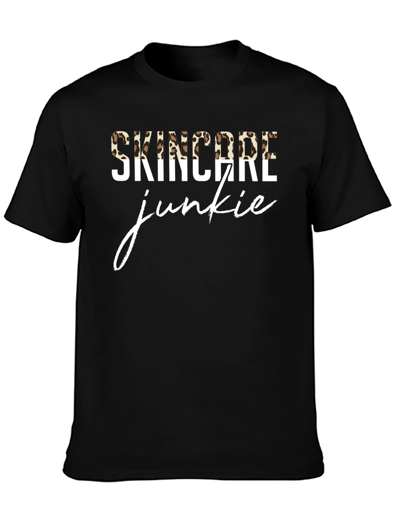 Black Skincare Junkie Graphic Tee - Trendy Leopard Print T-Shirt view 3