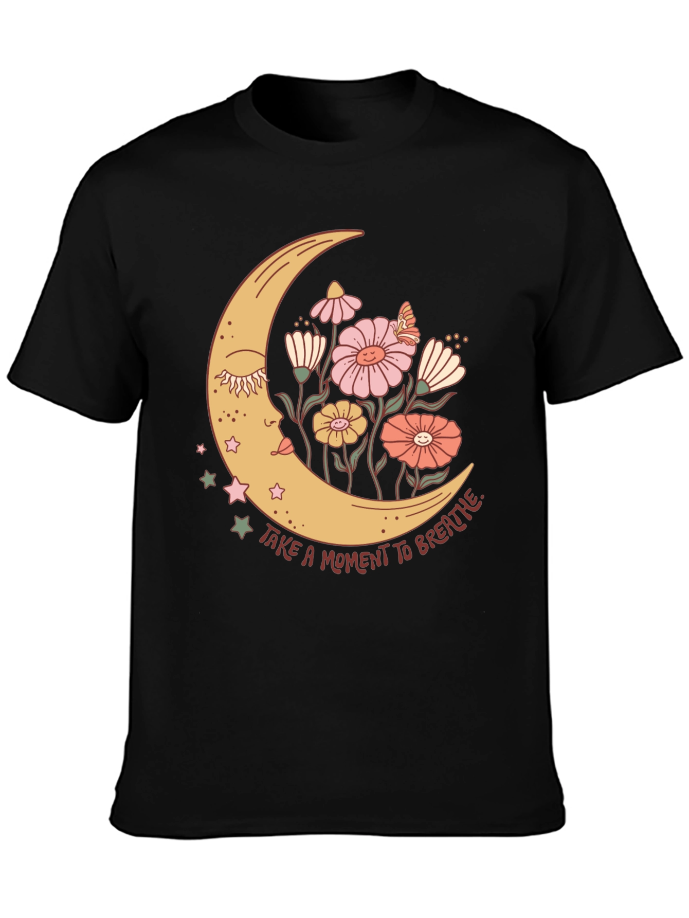 Black Moon Flower Graphic T-Shirt view 3
