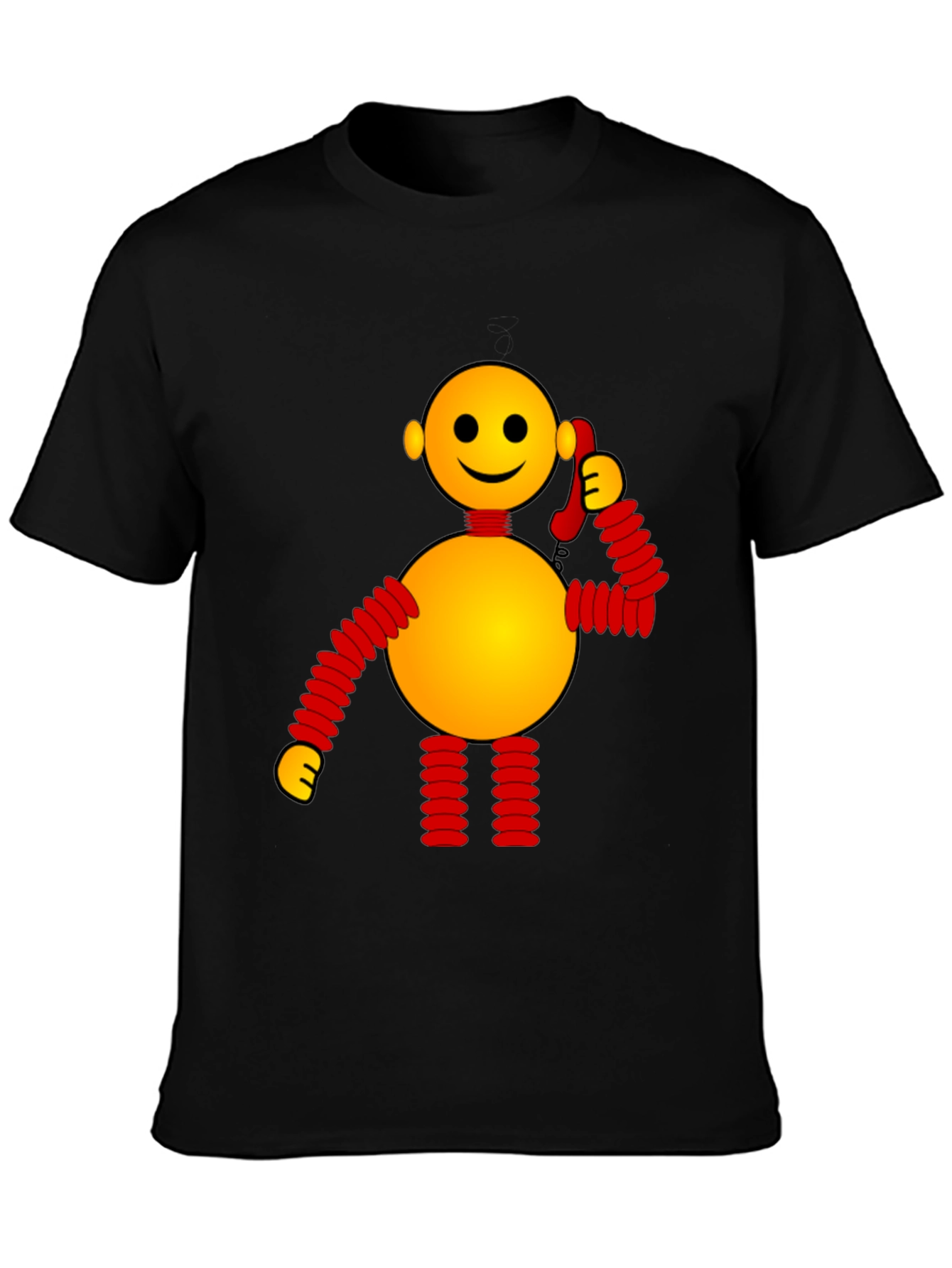 Black Whimsical Robot Graphic Tee - Black view 3