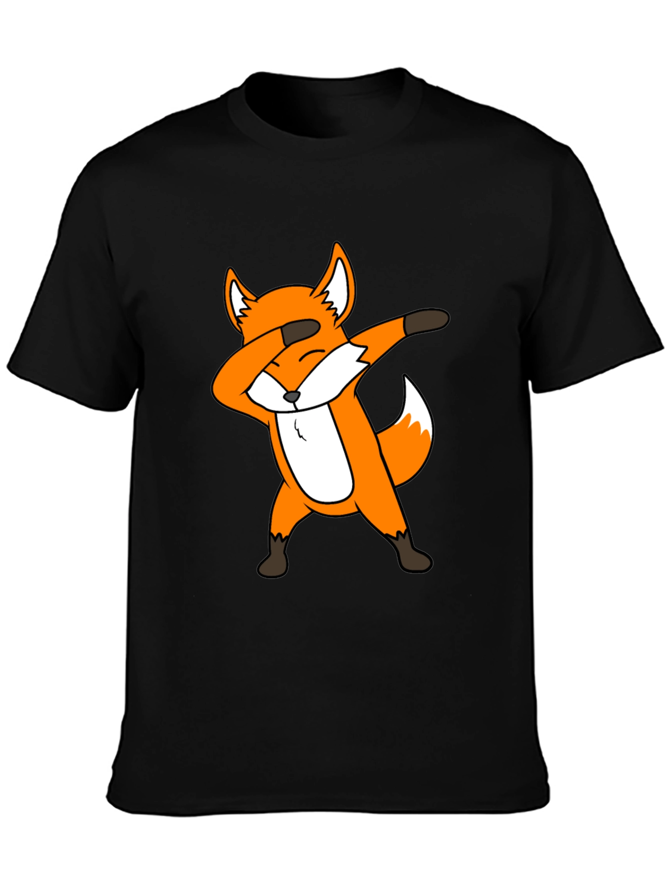 Black Dabbing Fox Graphic Tee - Black Cotton T-Shirt view 3