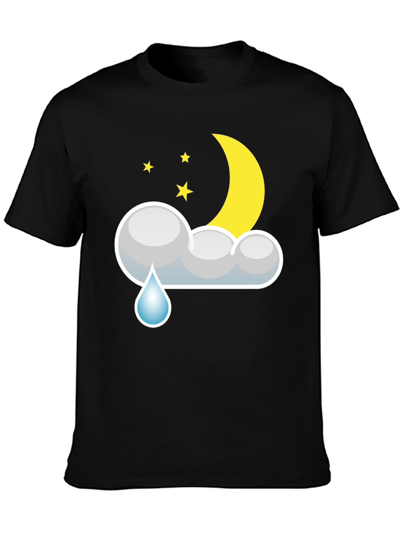 Black Cloud Rain Moon Star T-Shirt - Black view 3