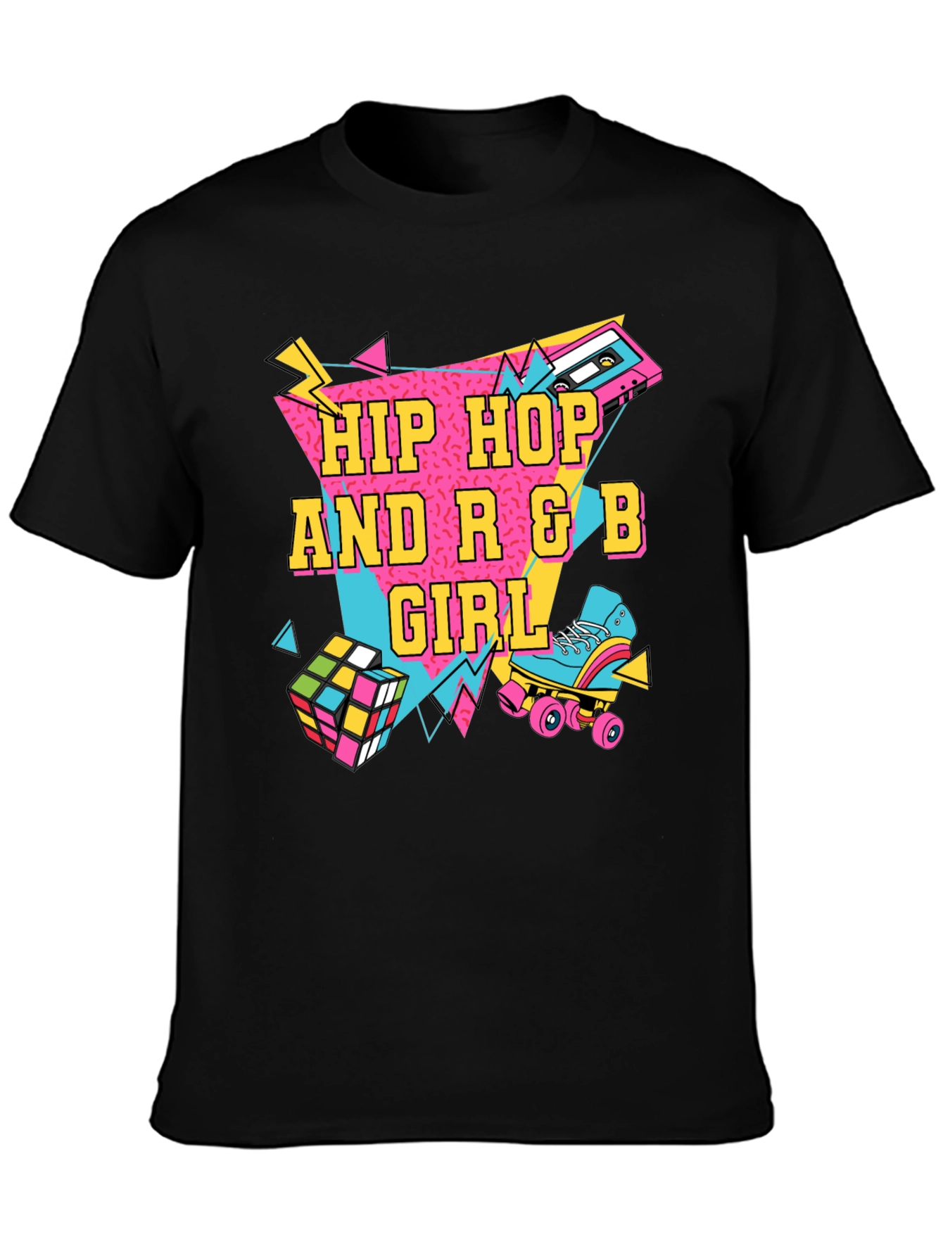 Hip Hop R&B Girl Black T-Shirt - 80s Style - 3