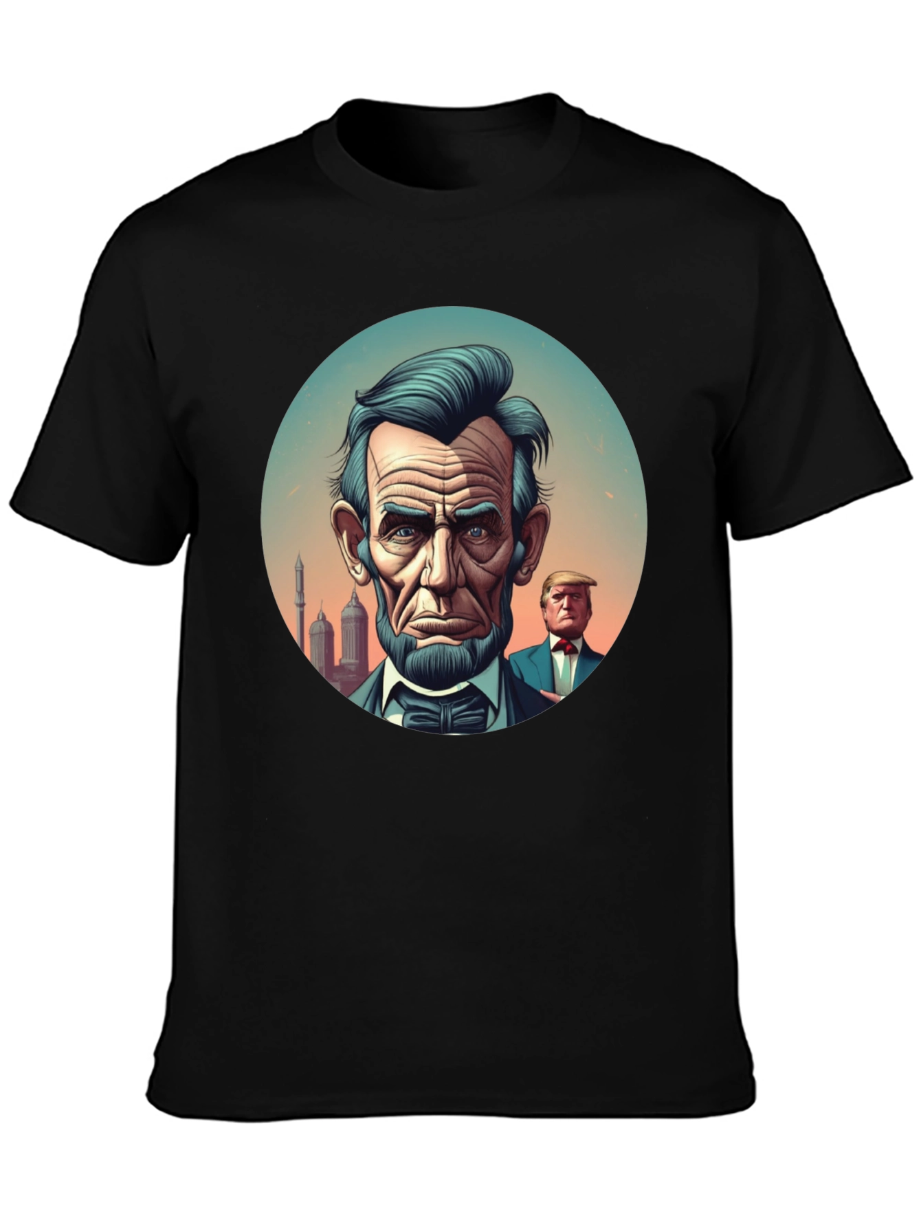 Black Lincoln Trump Graphic Tee - Presidential Humor Shirt view 3