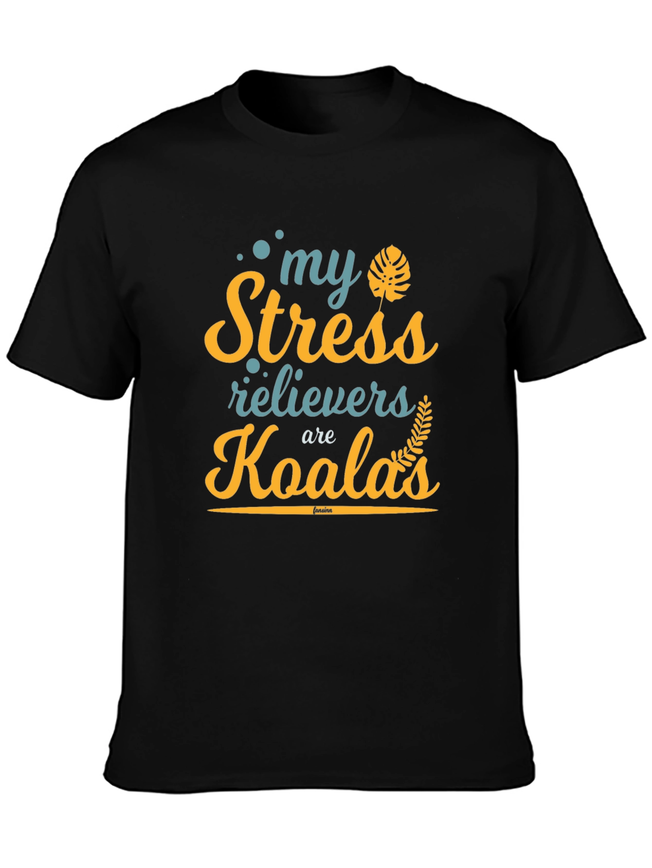 Black My Stress Relievers are Koalas T-Shirt view 3