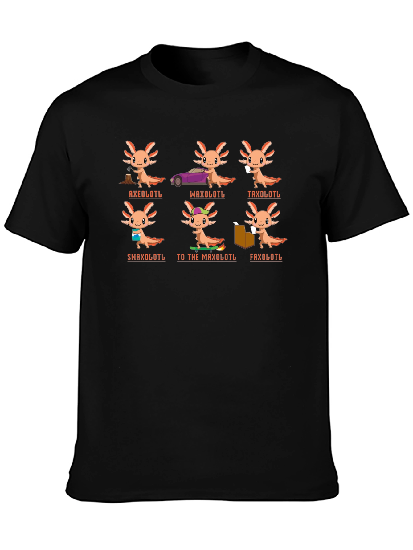 Black Axolotl Pun T-Shirt - Fun Amphibian Humor Tee view 3