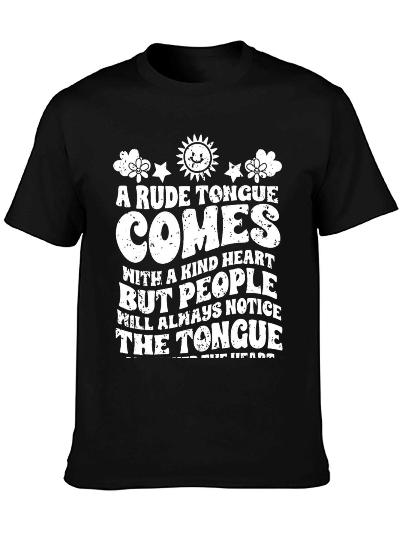 Black Rude Tongue Kind Heart Graphic Tee - Unisex Cotton T-Shirt view 3