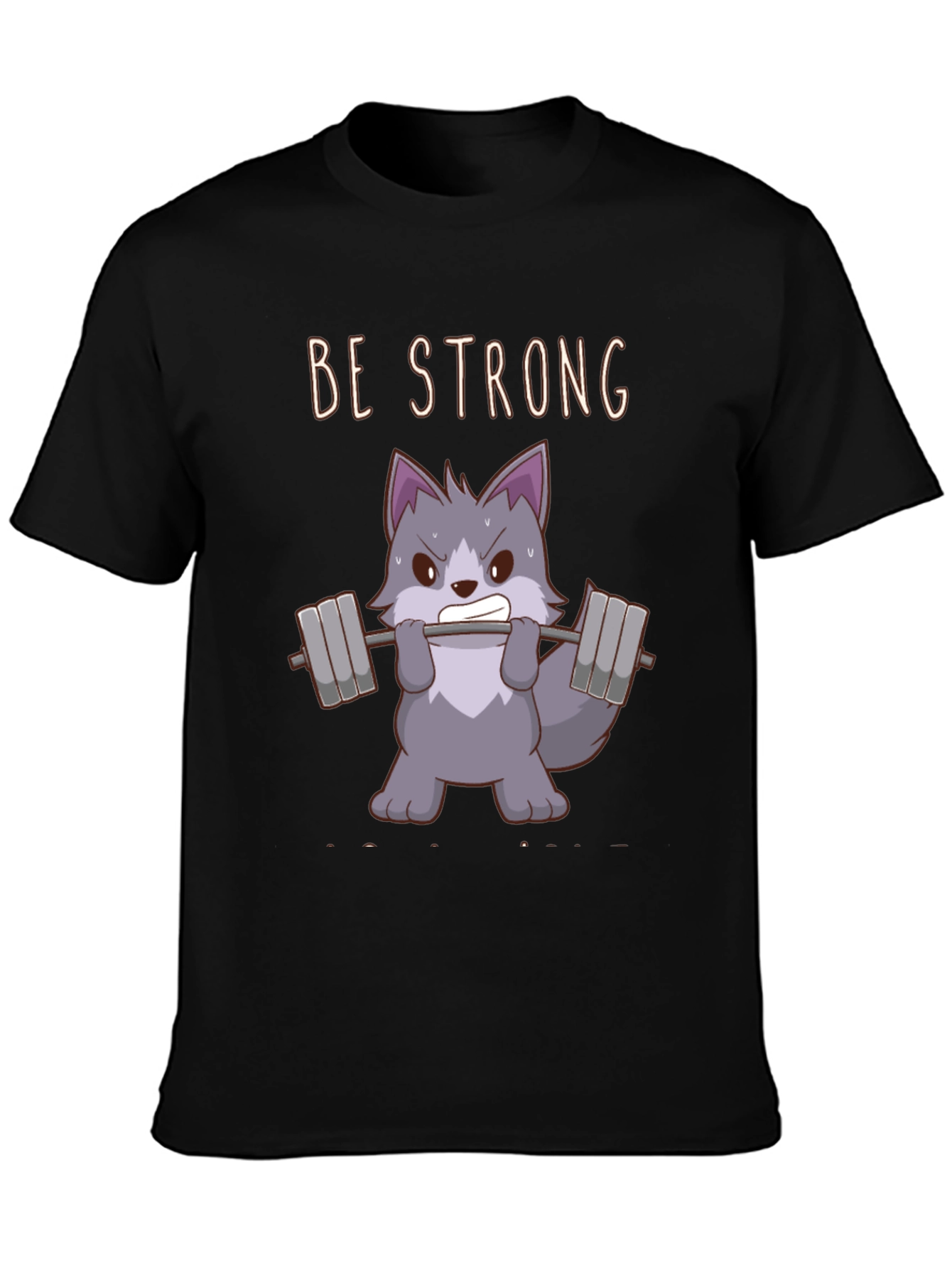 Black Be Strong Wolf Graphic T-Shirt - Black Cotton Tee view 3