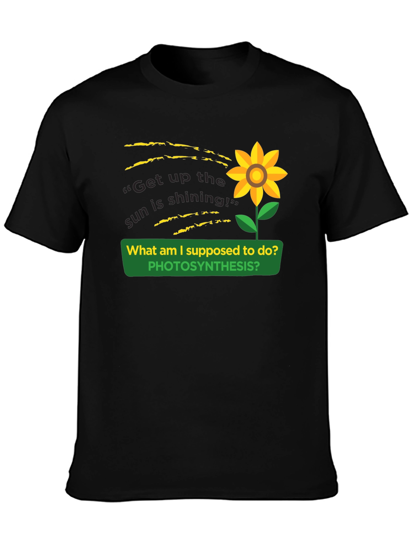 Black Photosynthesis Sunflower Graphic T-Shirt view 3
