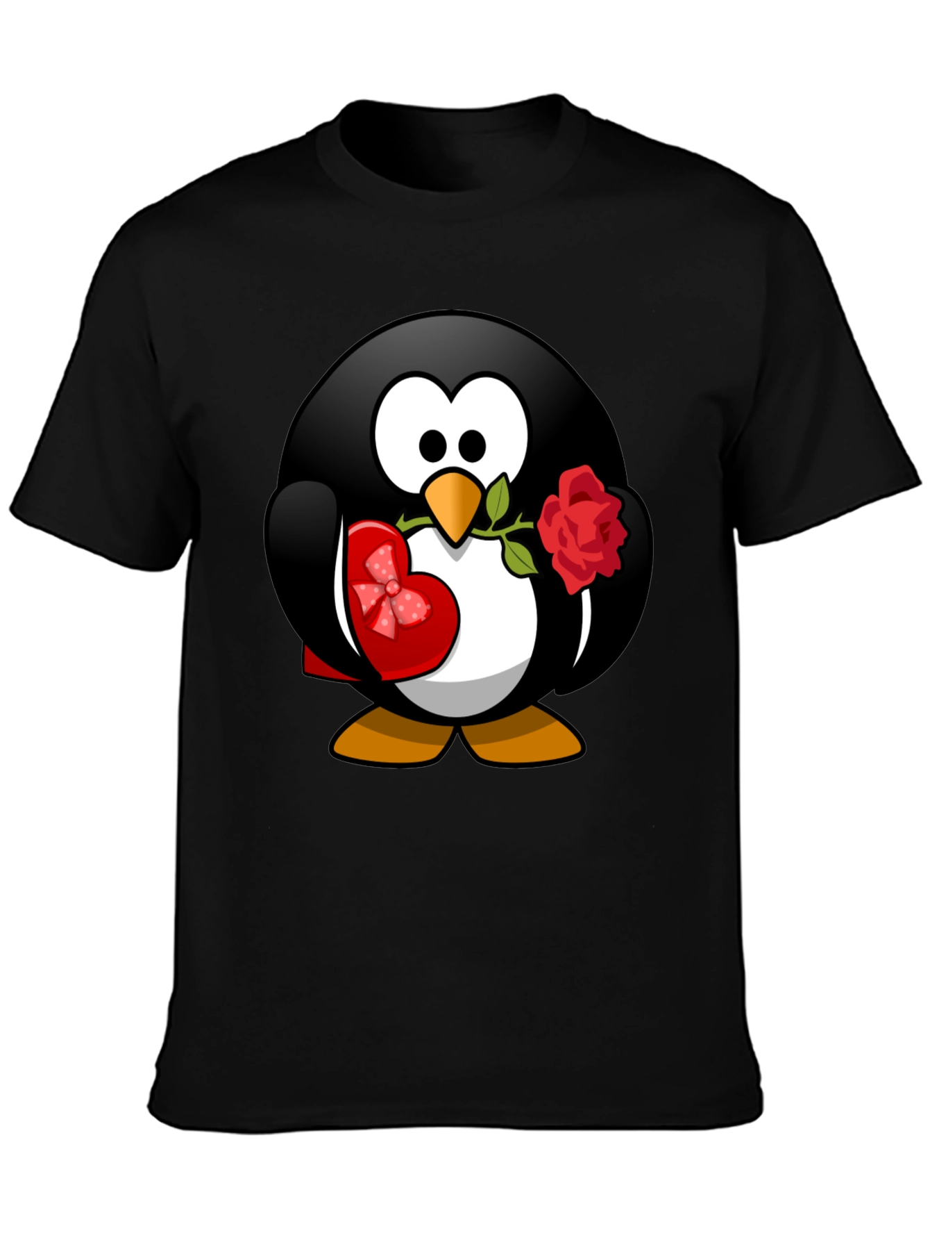 Black Penguin Love T-Shirt - Valentine's Day Gift view 3