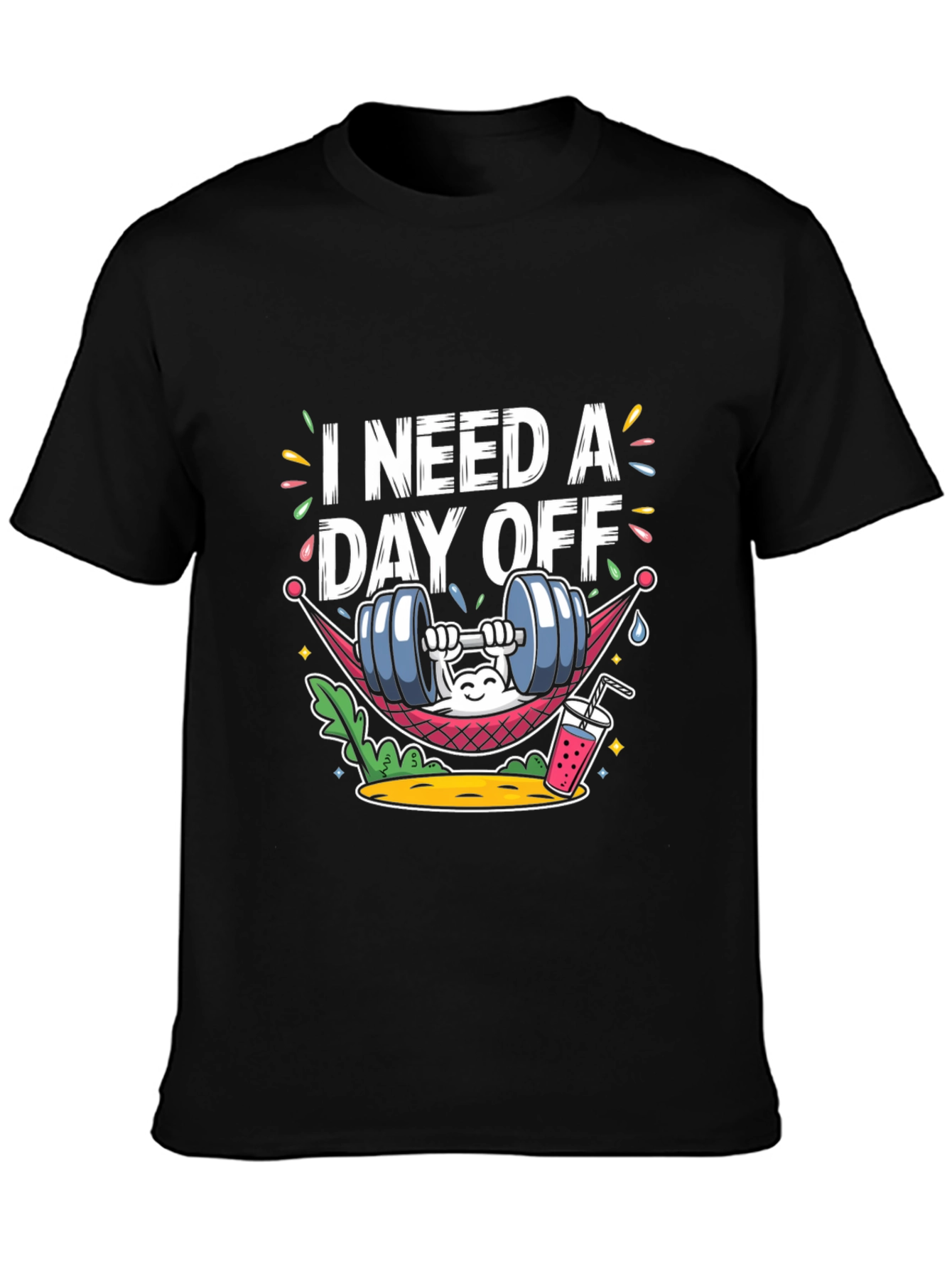 Black I Need A Day Off Graphic Tee - Funny Workout Shirt view 3