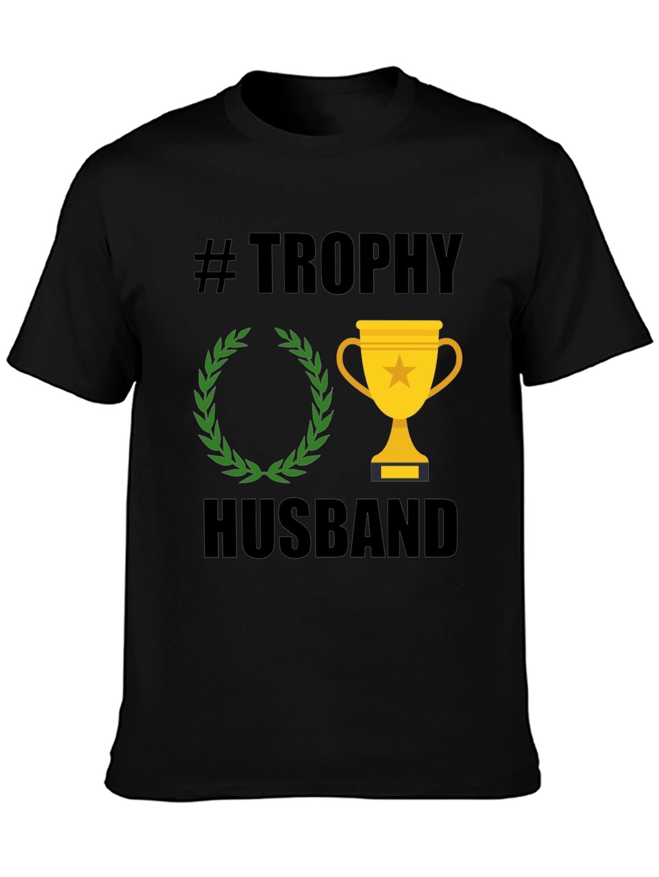 Black Trophy Husband Graphic Tee - Black Cotton T-Shirt view 3