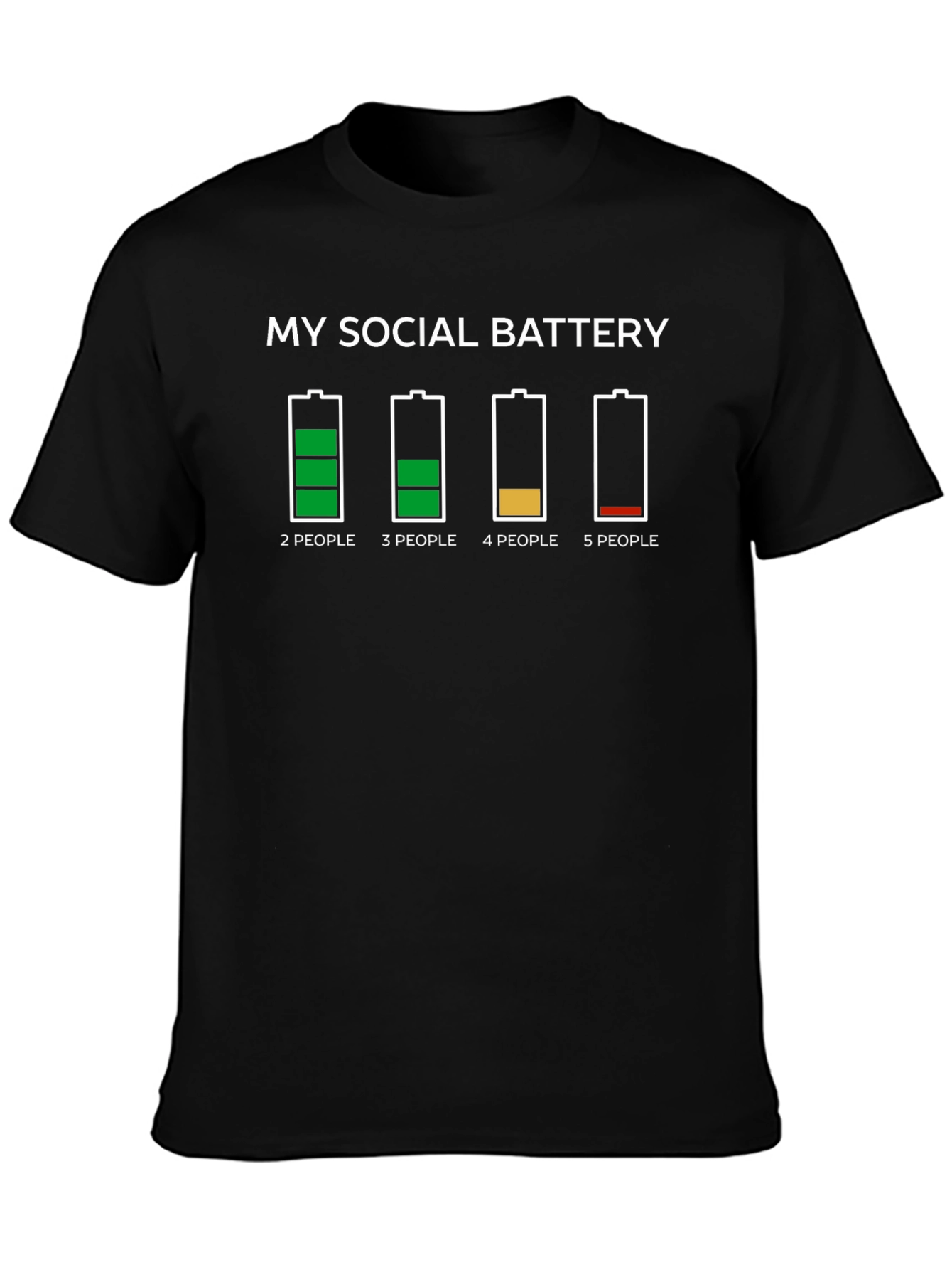 Black My Social Battery Funny Graphic Tee view 3