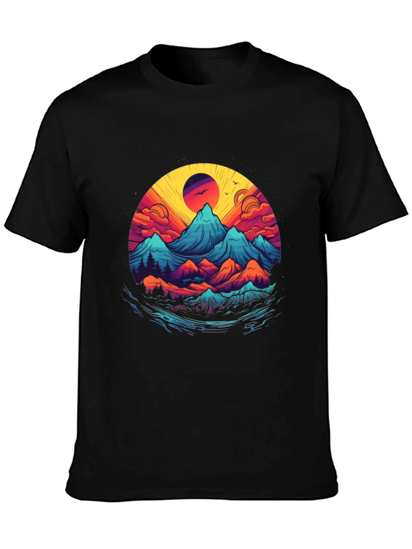 Black Mountain Sunset Graphic Tee - Nature Inspired Design view 3