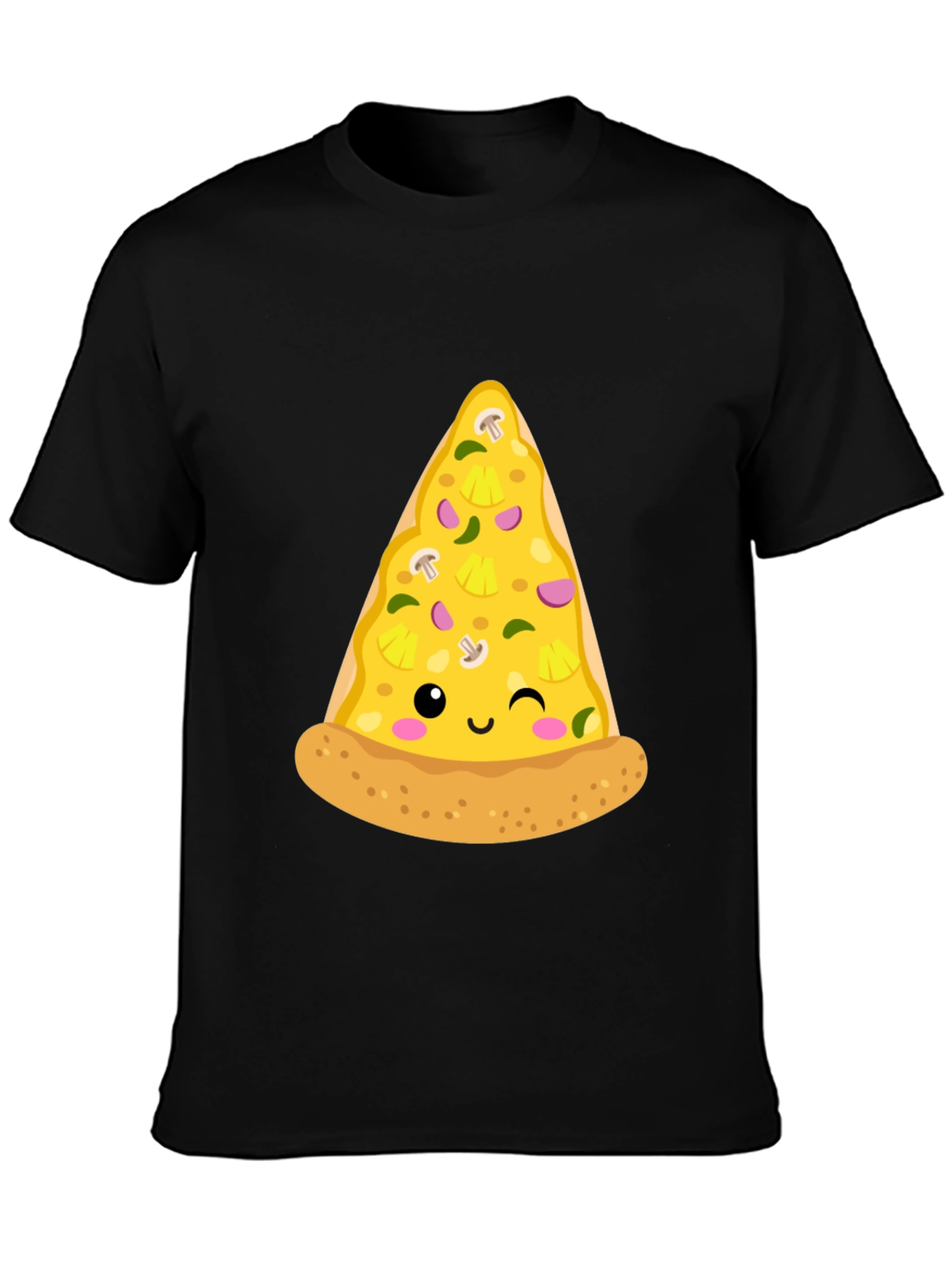 Black Pizza Slice Graphic Tee - Casual Black T-Shirt view 3