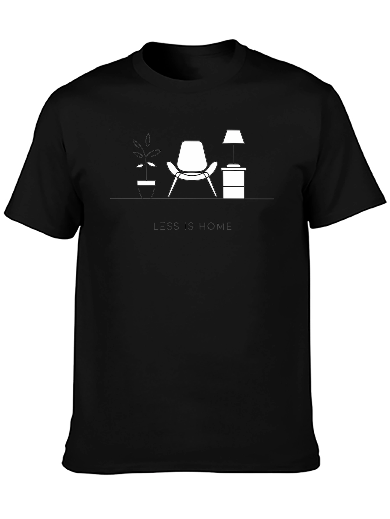 Black Minimalist Home T-Shirt - Less is Home Graphic Tee view 3