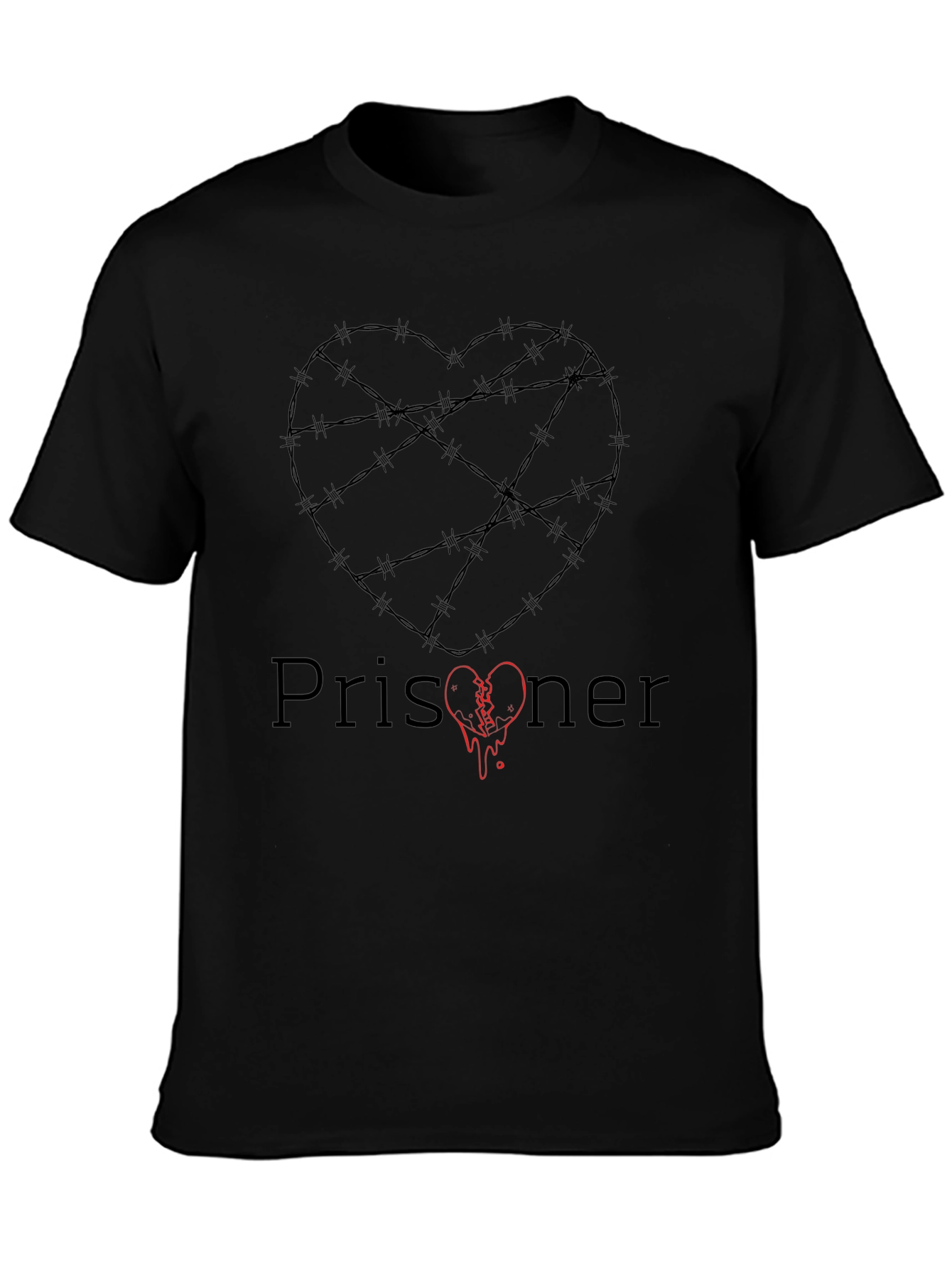 Black Prisoner Heart Graphic T-Shirt - Dark Humor Tee view 3
