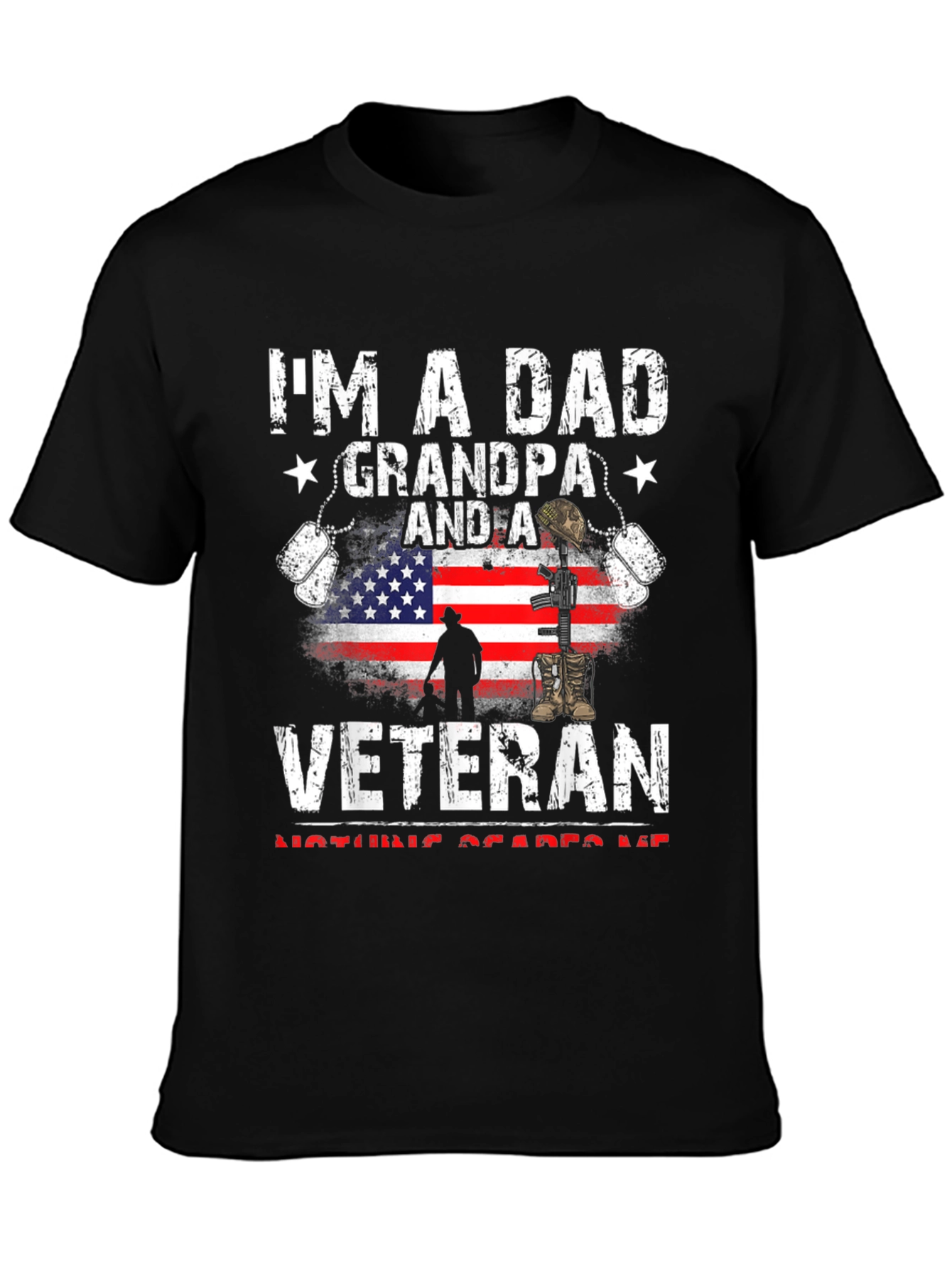 Black Dad Grandpa Veteran Graphic Tee view 3
