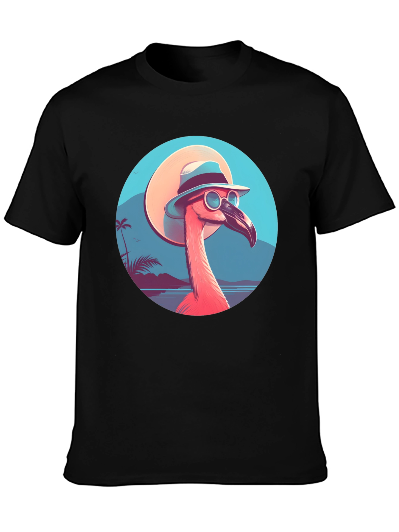 Black Cool Flamingo T-Shirt - Tropical Vibes view 3