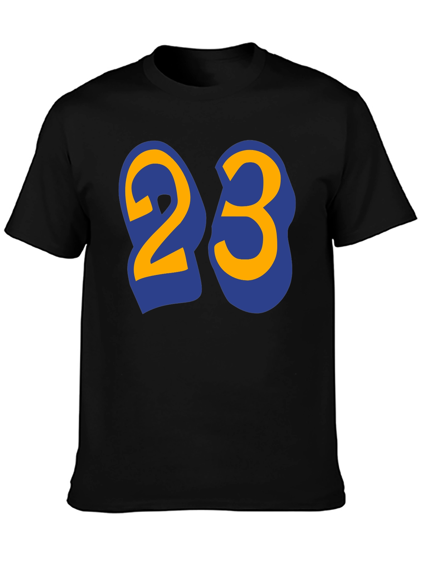 Black Men's Black T-Shirt with Number 23 Graphic view 3