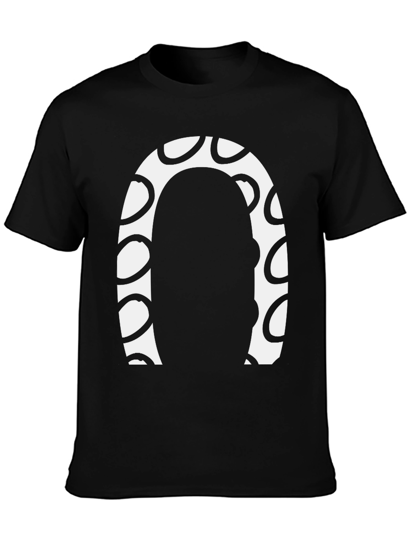 Black Abstract Graphic Print Crew Neck Tee view 3