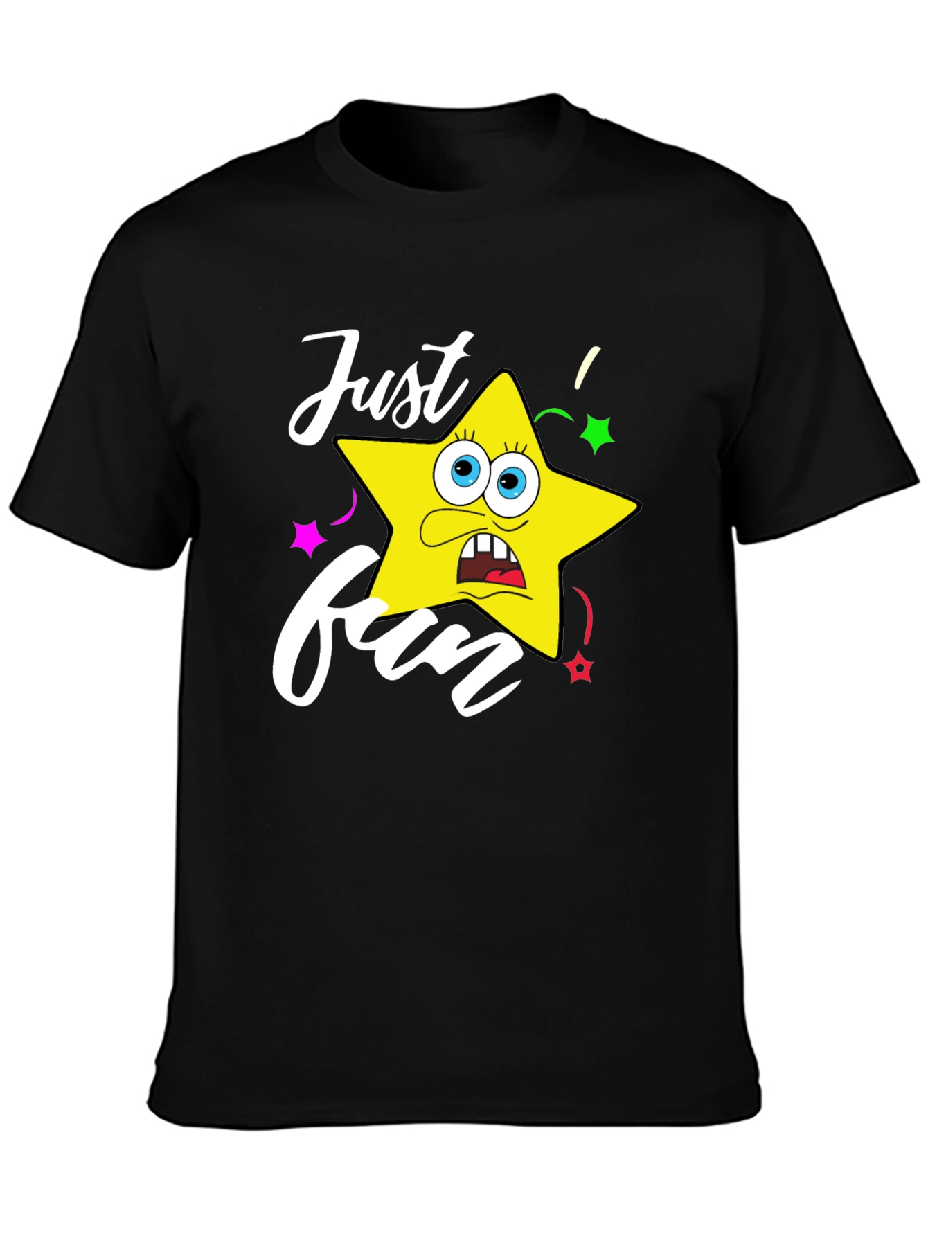 Black Just Fun Star Graphic Tee - Mens Black T-Shirt view 3