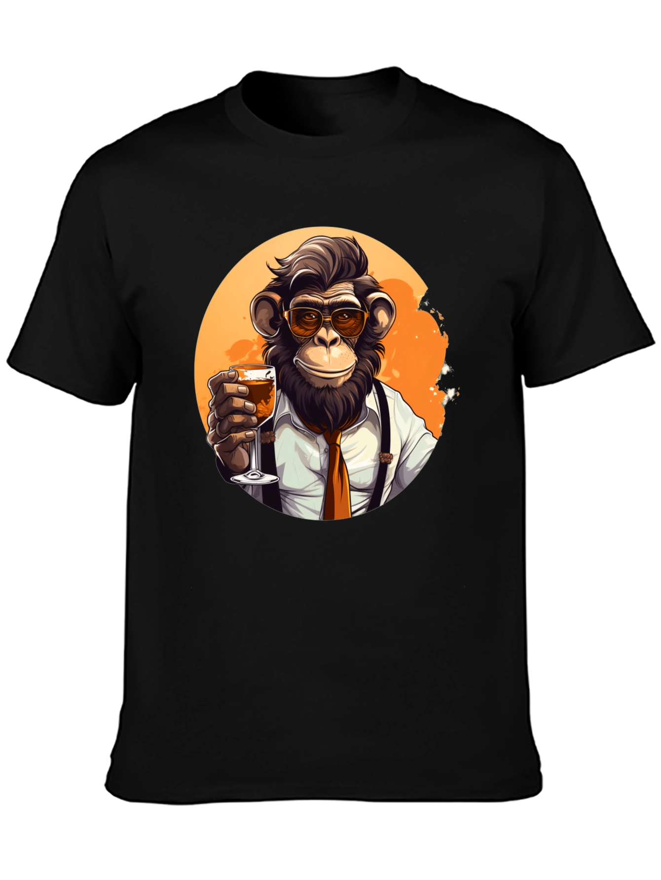 Black Dapper Monkey Black T-Shirt view 3