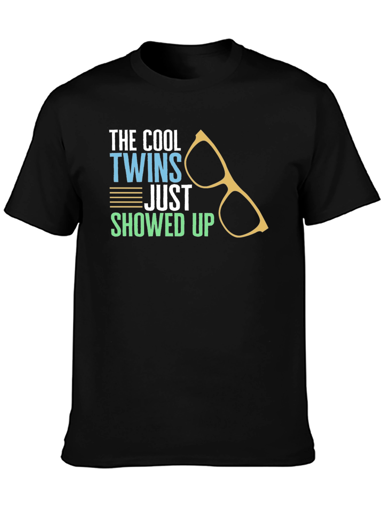 Black Cool Twins T-Shirt - Funny Graphic Tee view 3