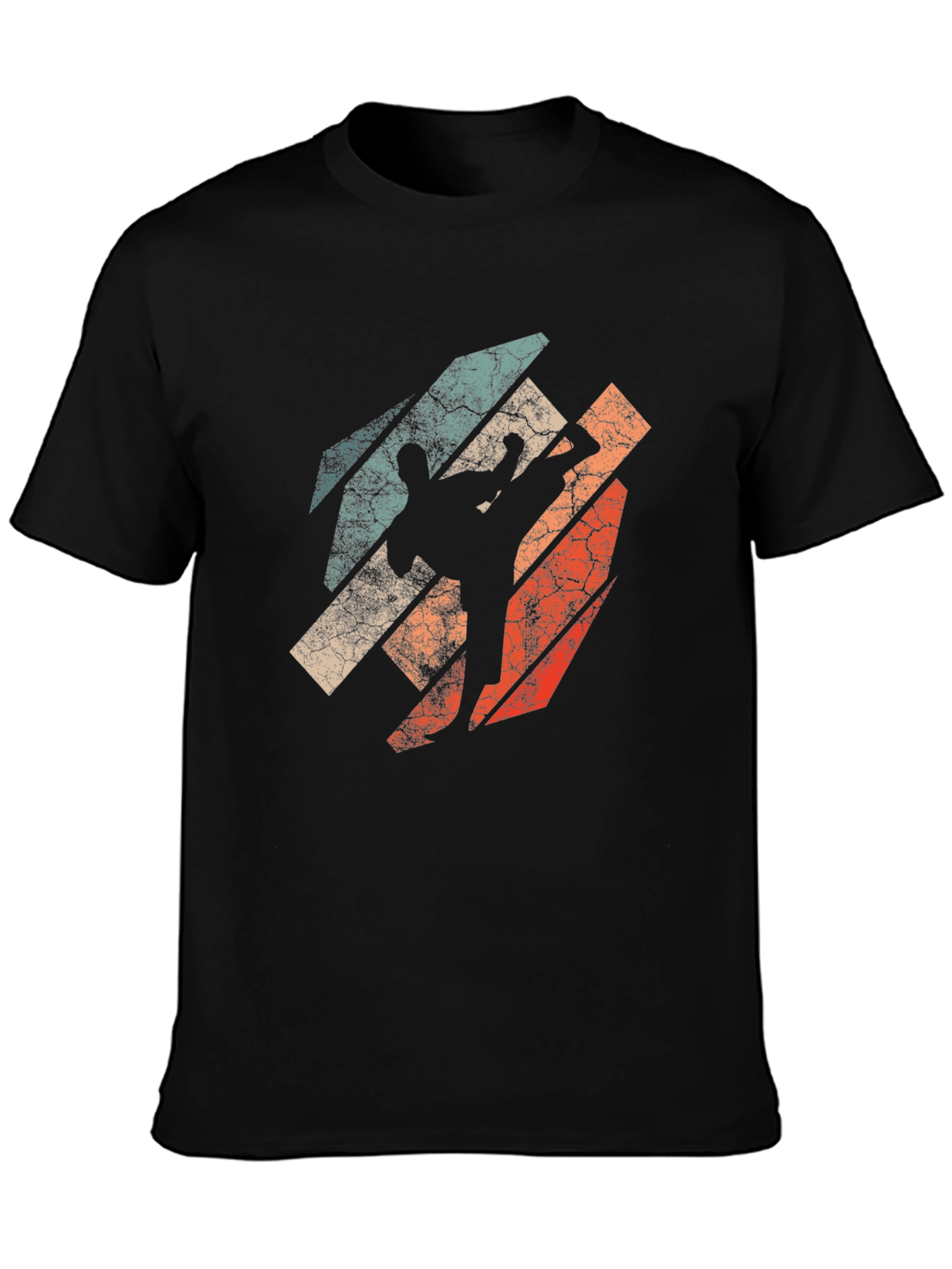 Black Retro Martial Arts Graphic T-Shirt view 3