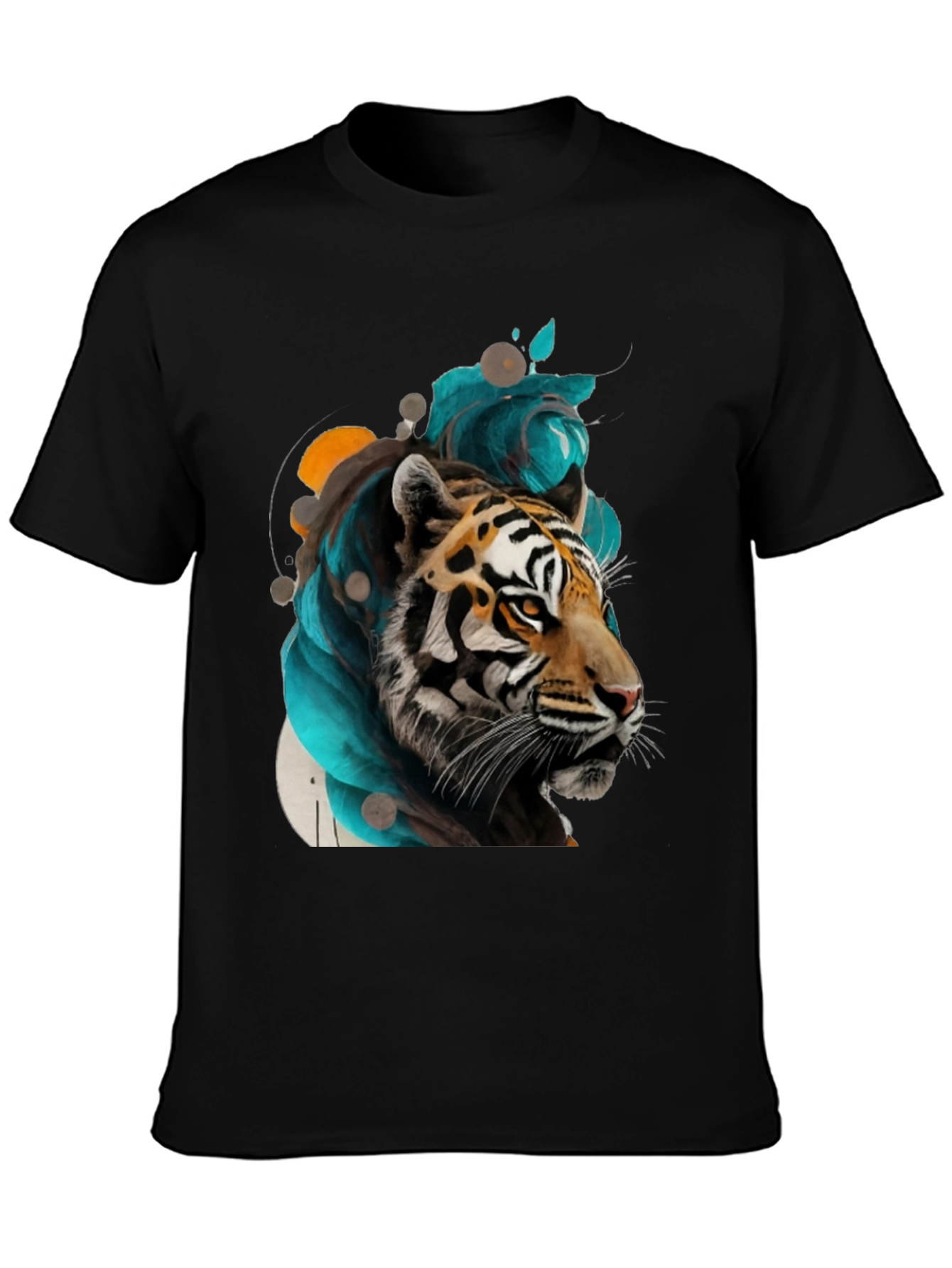 Black Tiger Art Black Tee - Men's Graphic T-Shirt view 3