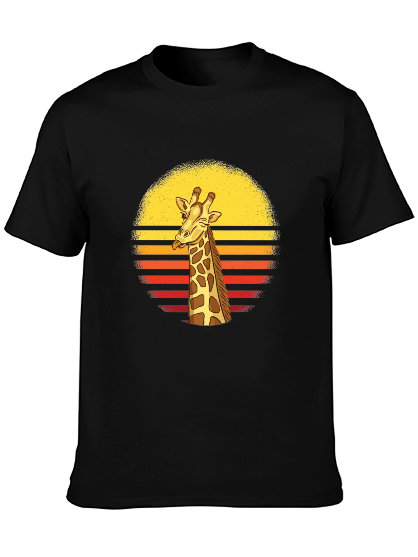 Black Giraffe Sunset Graphic Tee - Funny Animal T-Shirt view 3